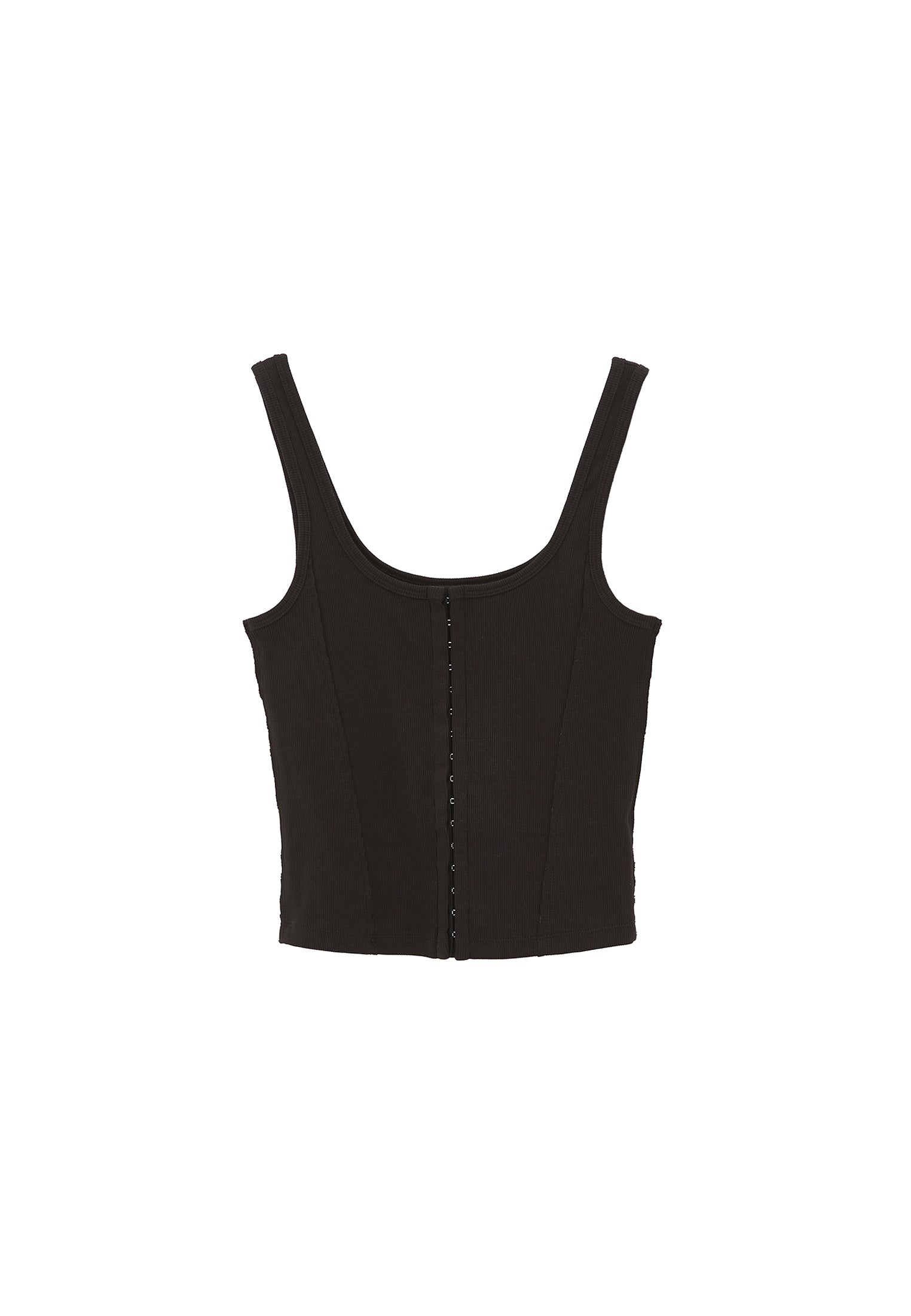 U Neck Bodycon Tank Top - BLACK