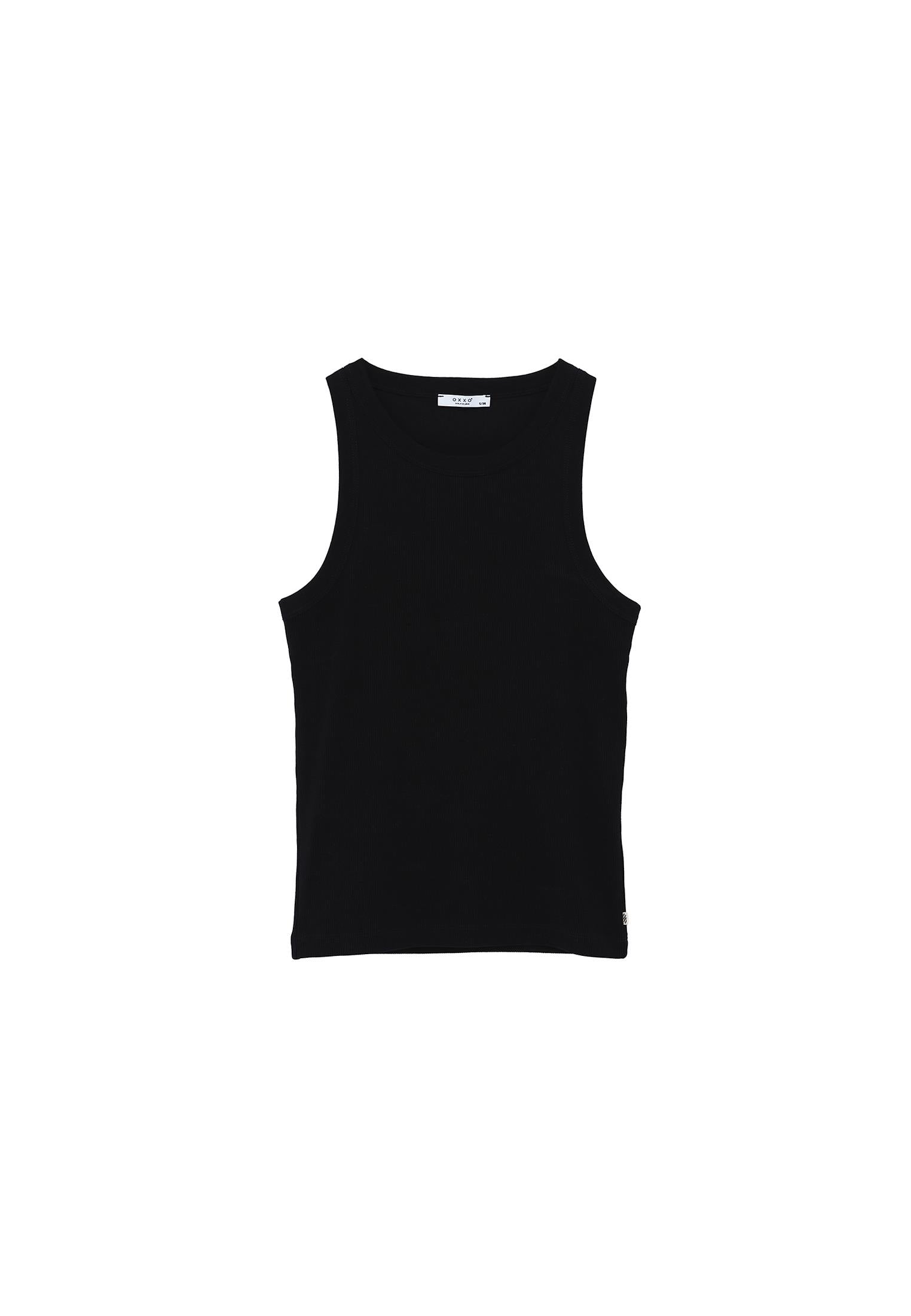 Crew Neck Tank Top - BLACK