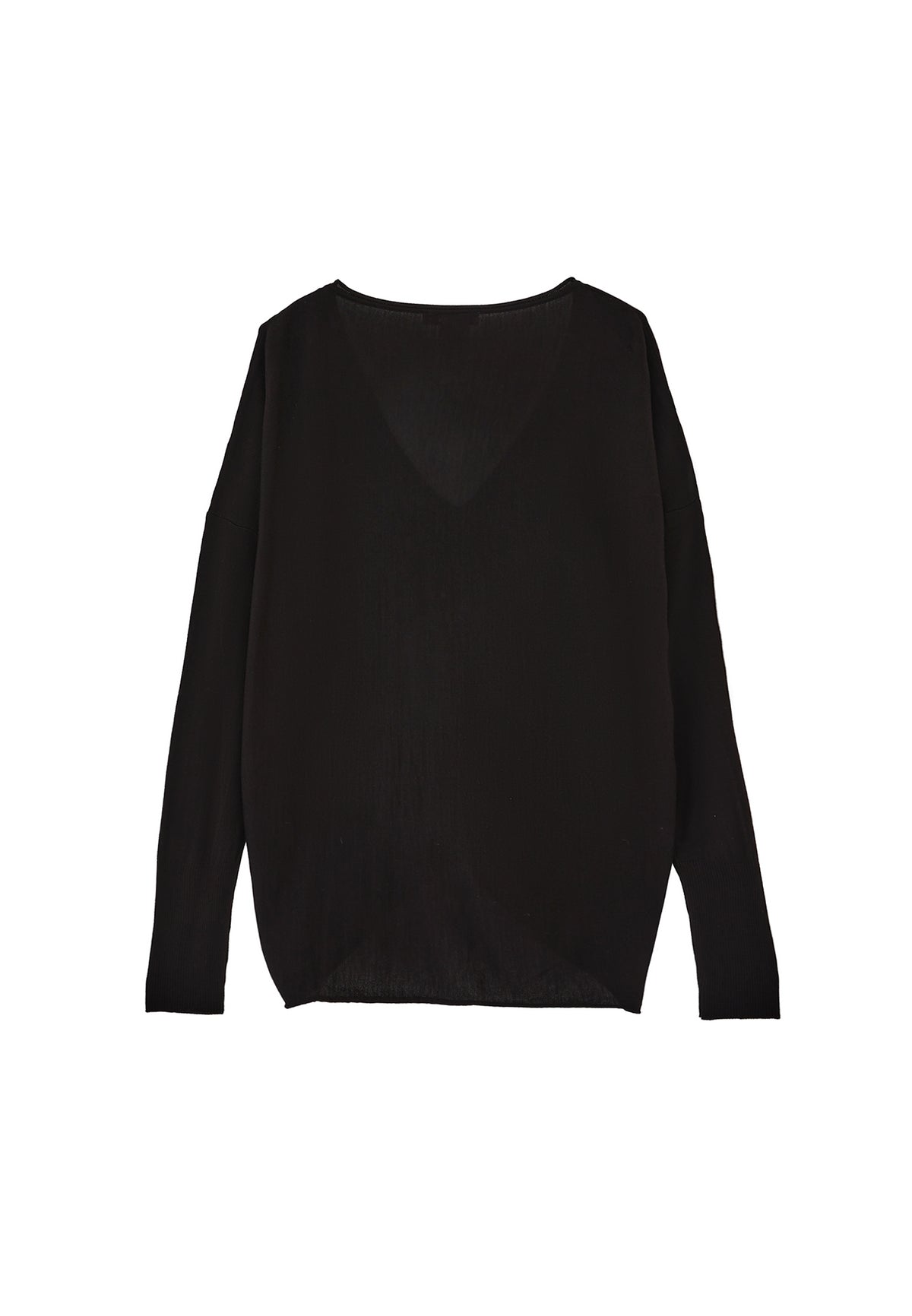 V Neck Long Sleeve Sweater - Black