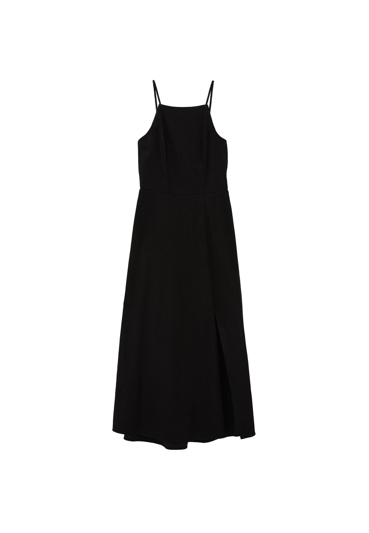 Halter Neck Long Dress - BLACK