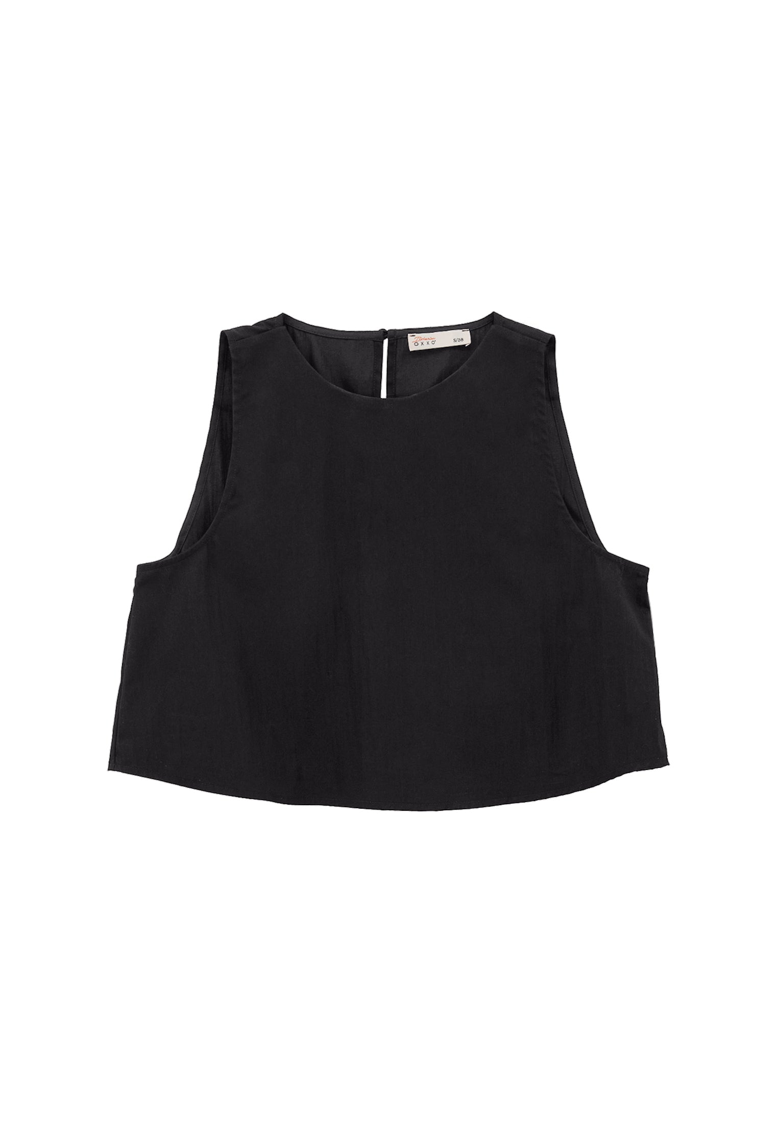 Sleeveless Tank Top With Crew Neck - BLACK