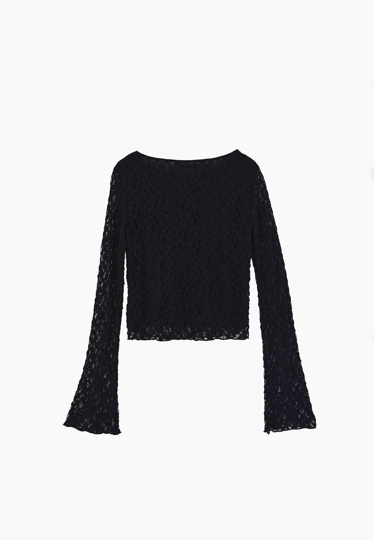 Boat Neck Long Sleeve T-Shirt - BLACK