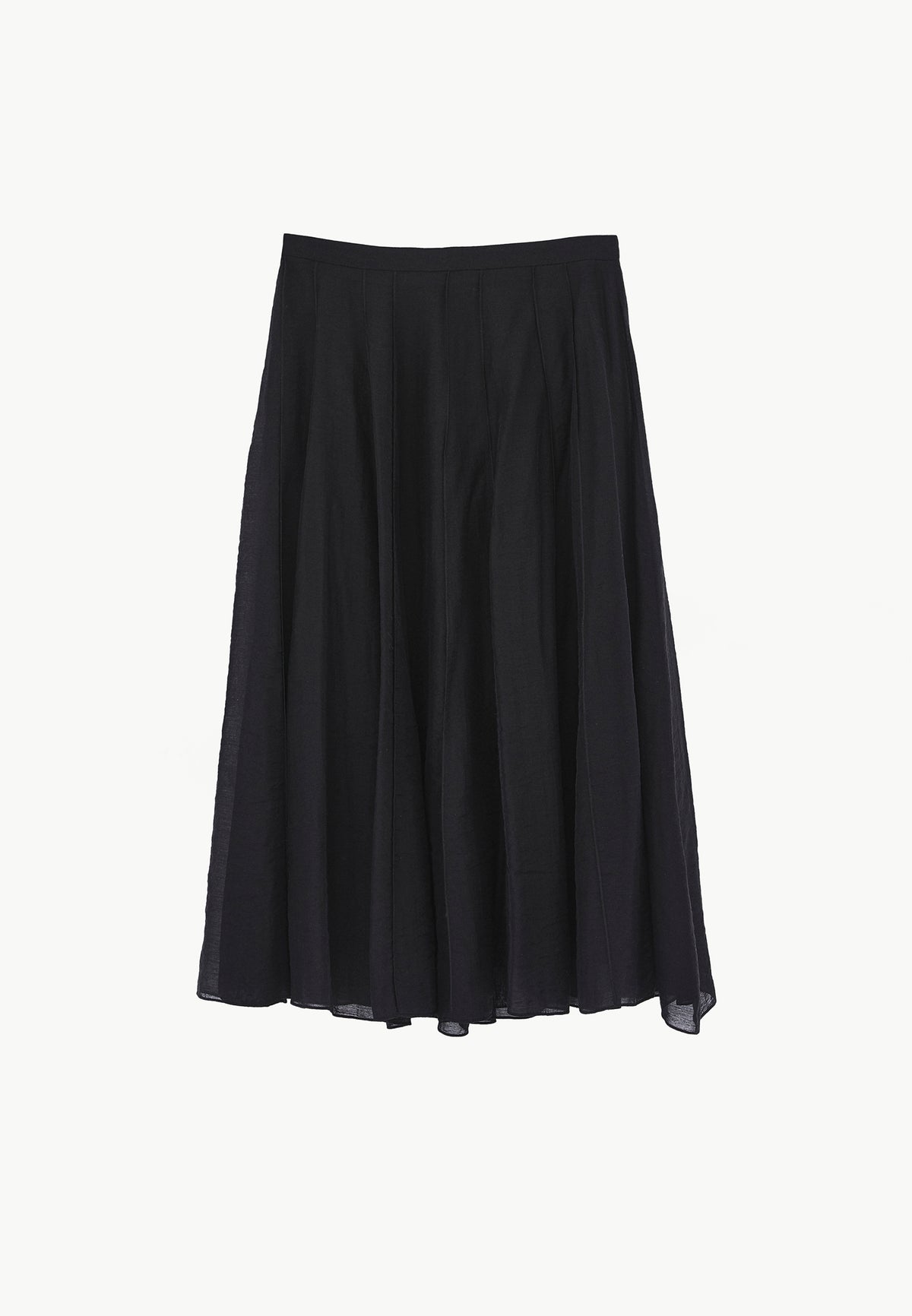 Midi Flared Woven Skirt - BLACK