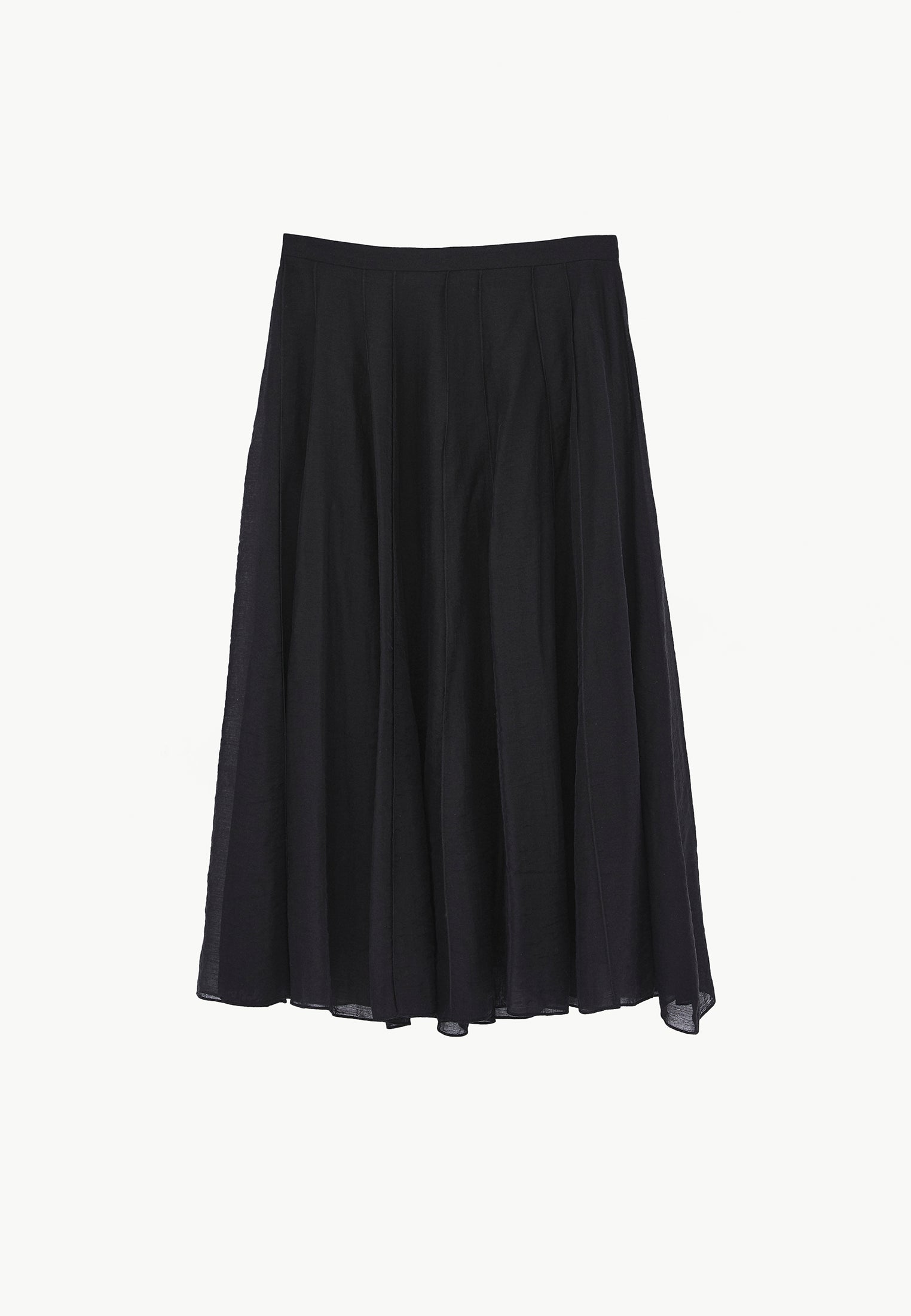 Midi Flared Woven Skirt - BLACK