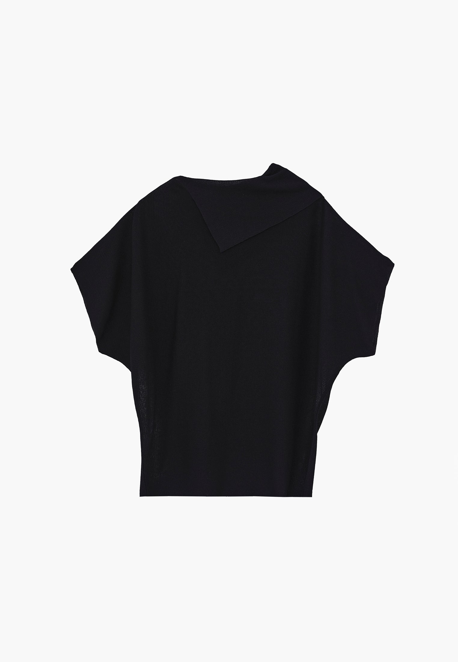 High Neck Sleeveless Oversize Tunic Blouse - BLACK