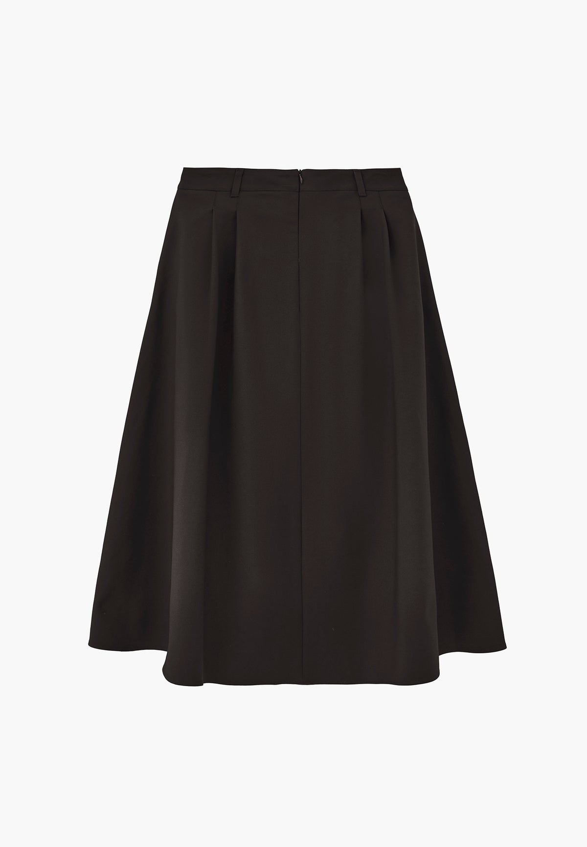 Long Pleated Flared Skirt - BLACK