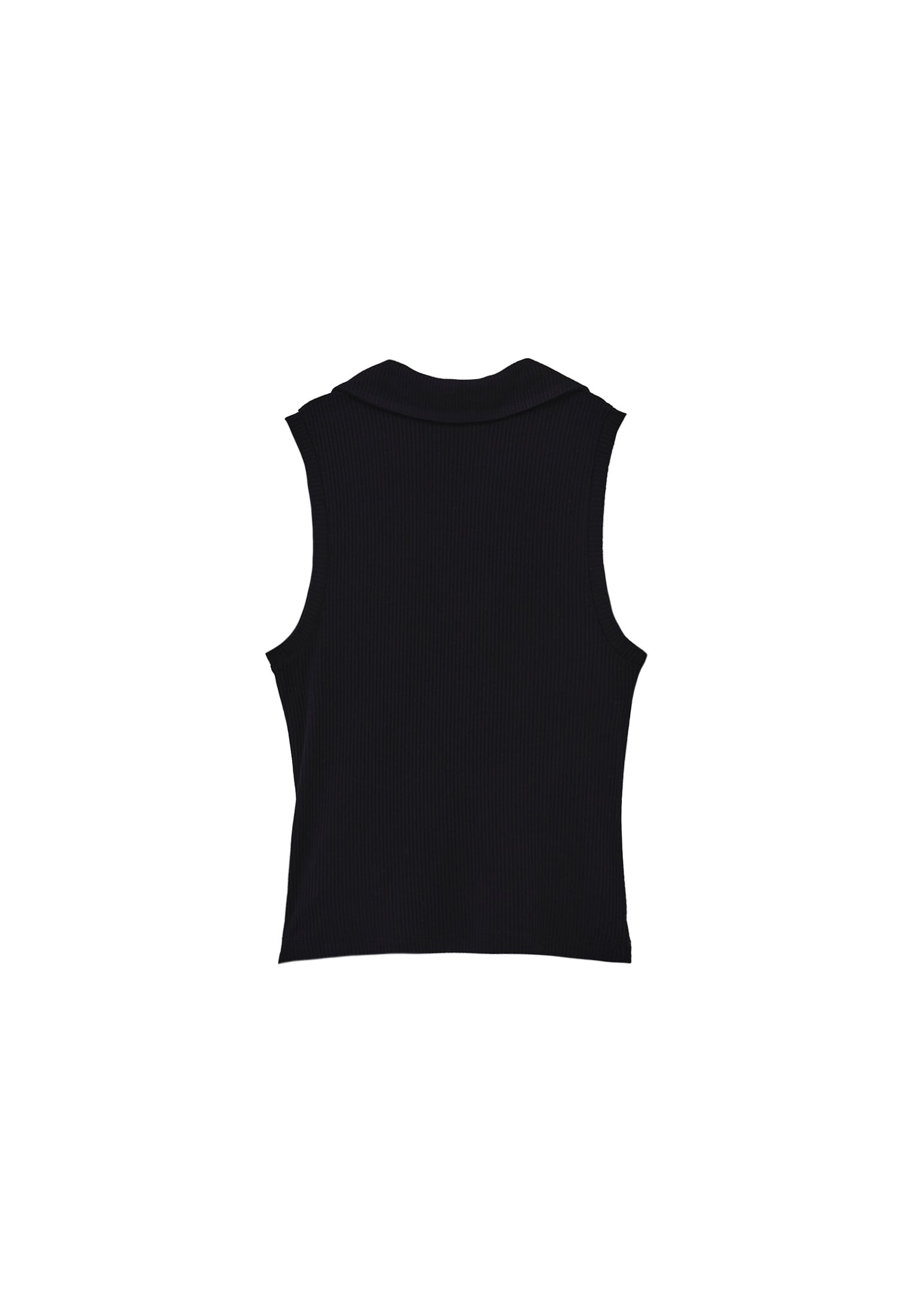 Polo Neck Tank Top - BLACK