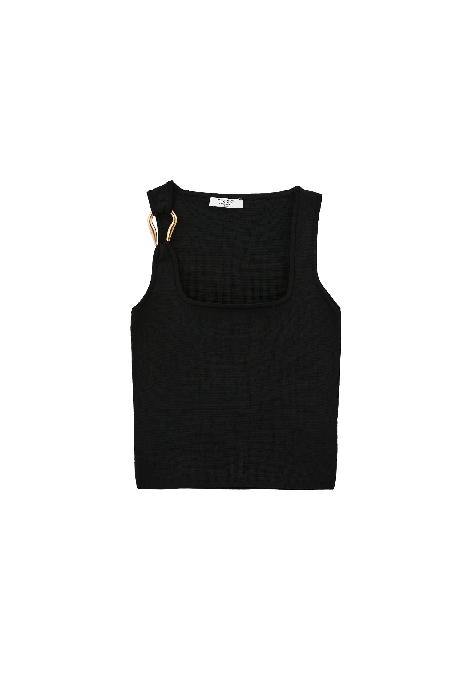 Buckled Crew Neck Tank Top - BLACK