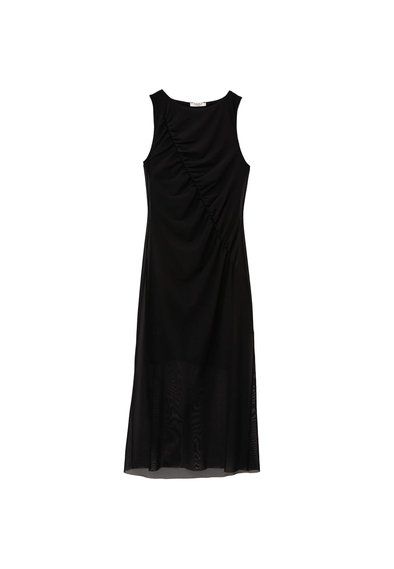 Mesh Long Dress - BLACK