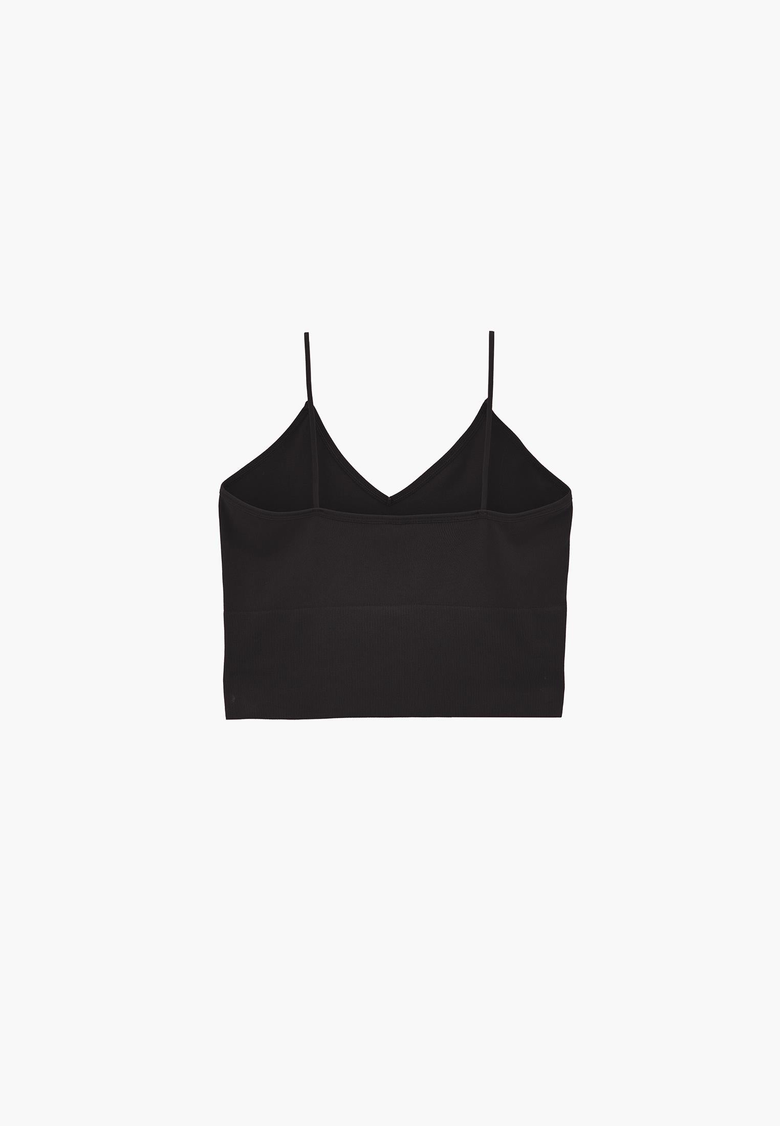 V-Neck Cropped Top - BLACK
