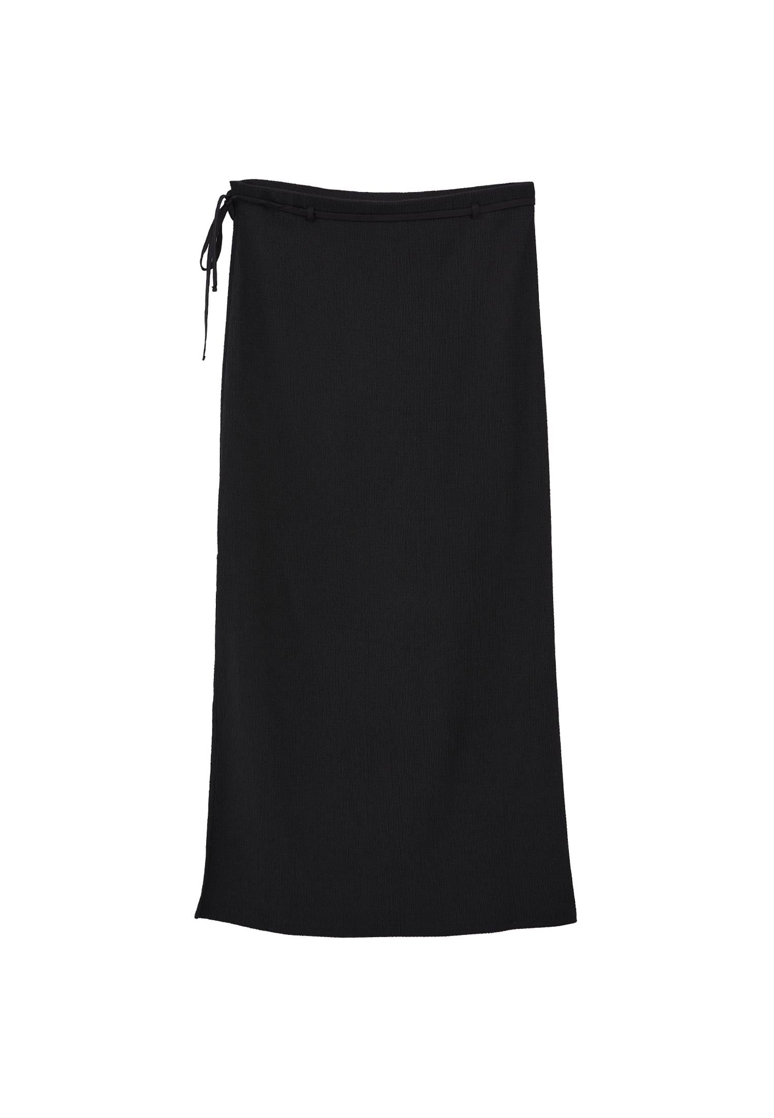 تنورة ماكسي عالية الخصر ذات فتحة عالية الخصر مفصلة - أسود