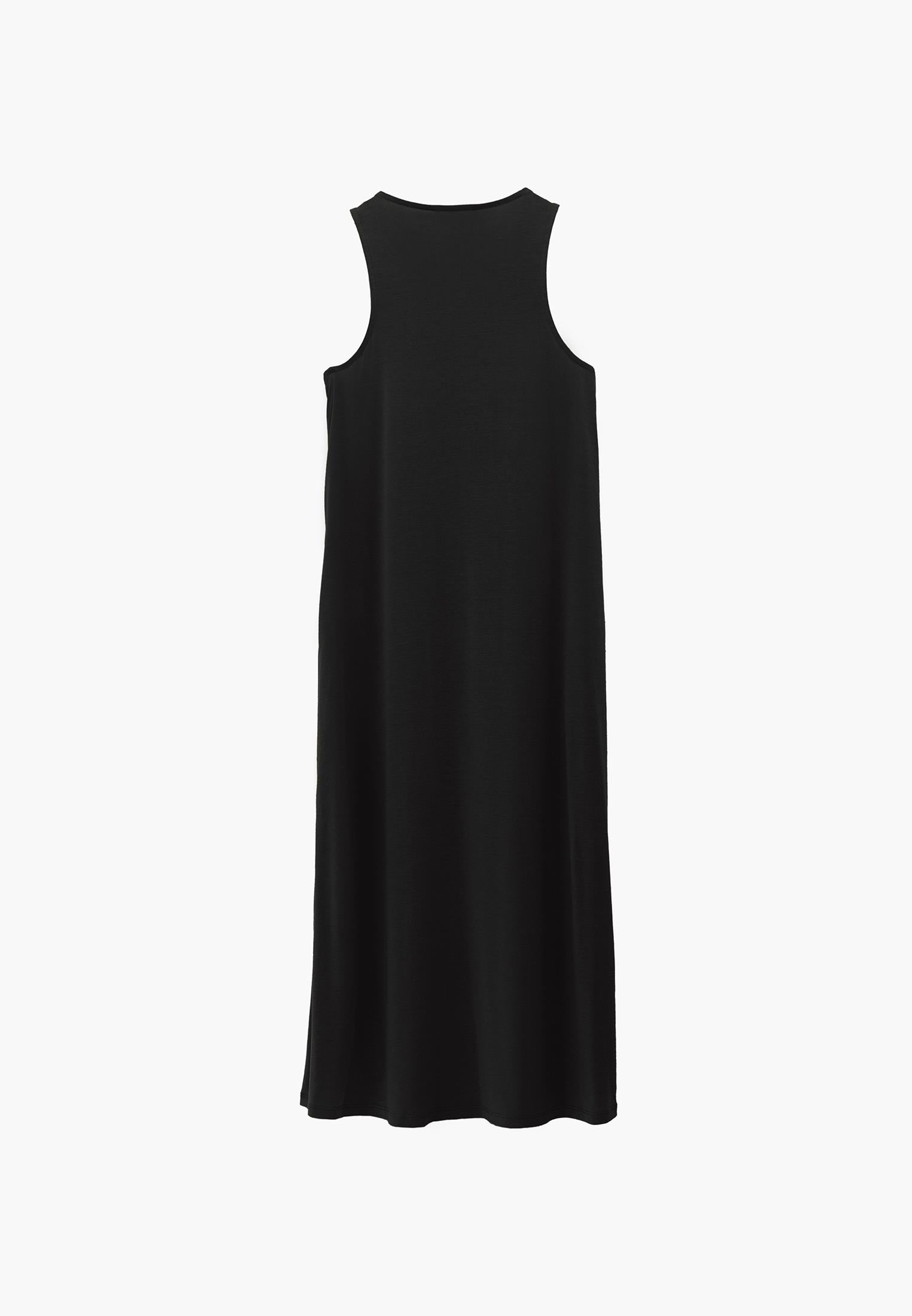 Halter Neck A-Line Midi Dress - BLACK