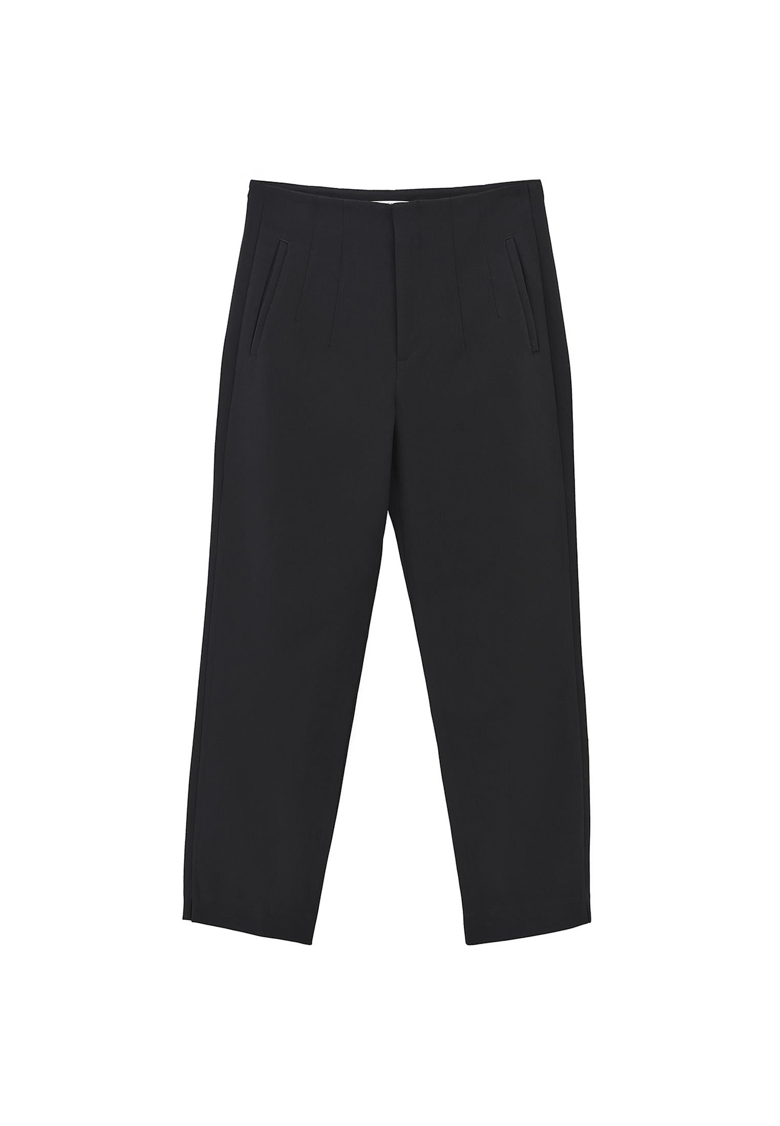 Carrot Cut High Waist Pants - BLACK