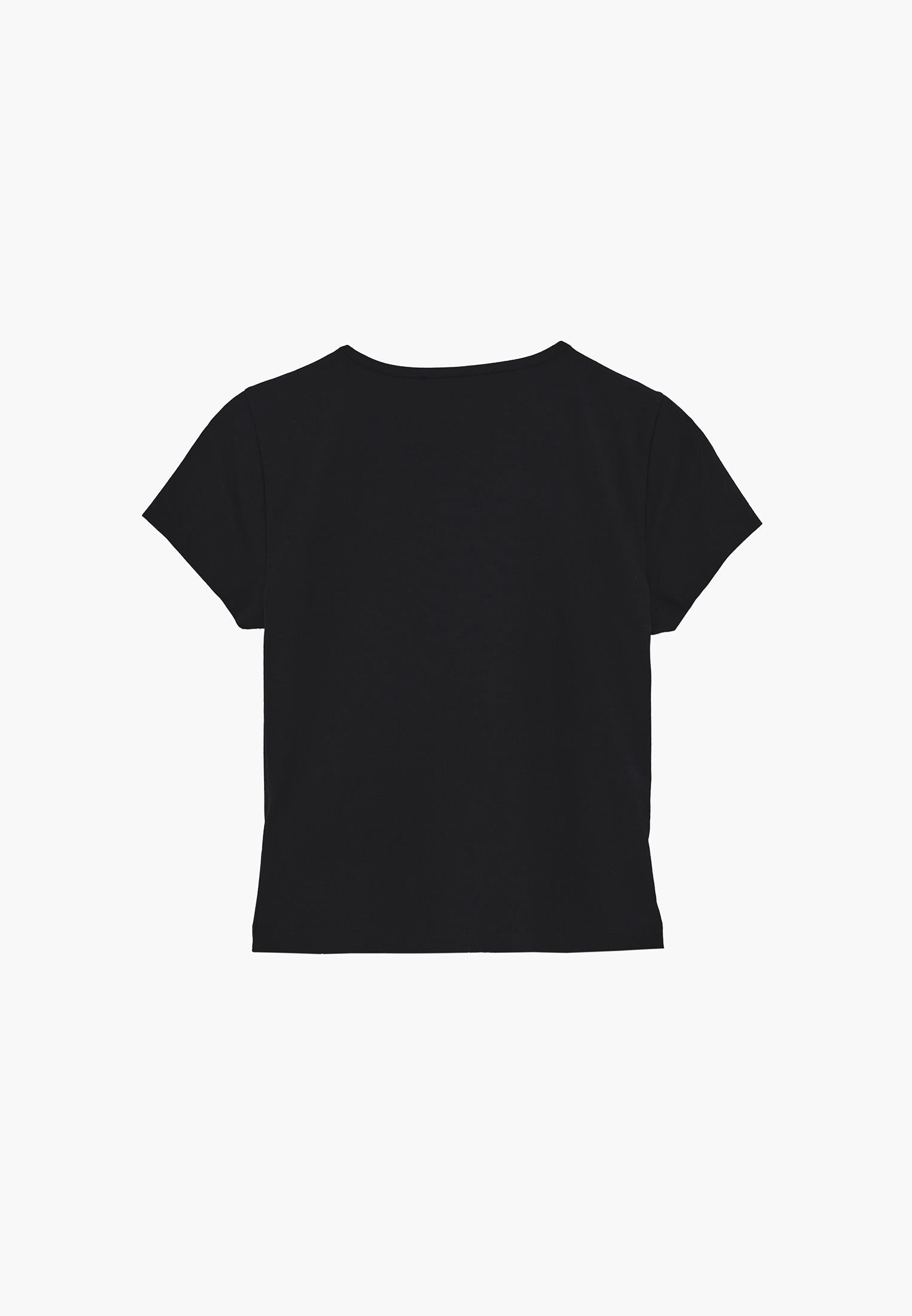 Bodycon T-Shirt Crew Neck - BLACK