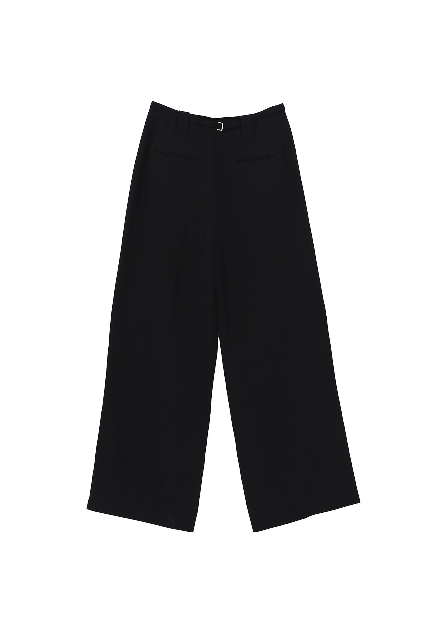 Autumn Buttoned Tencel Pants - BLACK