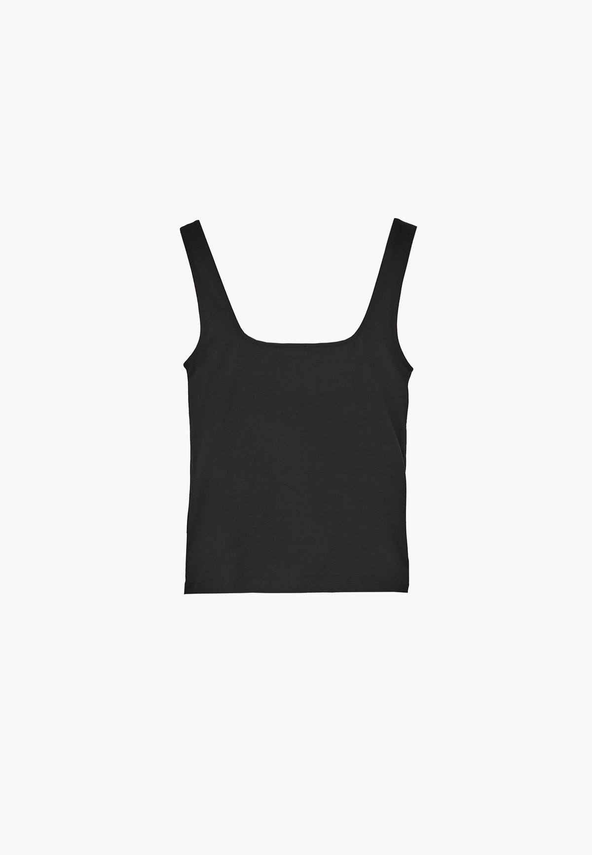 Square Neck Bodycon Tank Top - Black