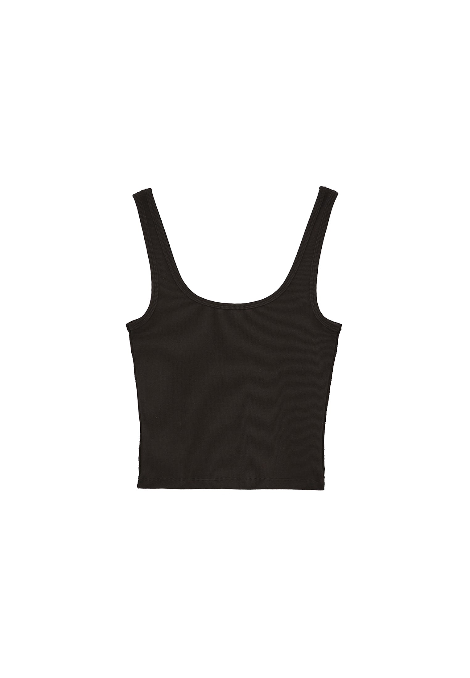 U Neck Bodycon Tank Top - BLACK