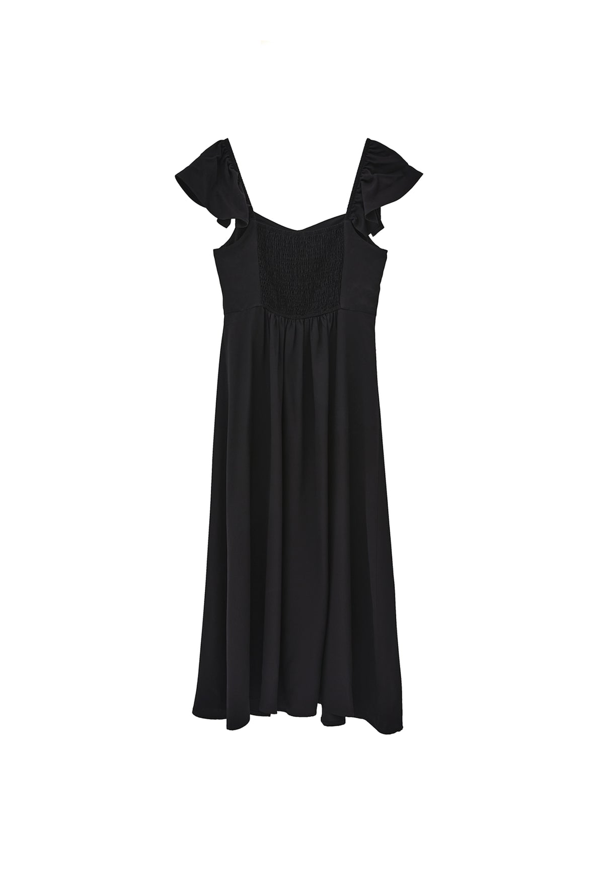 Sweetheart Neckline Midi Dress - Black