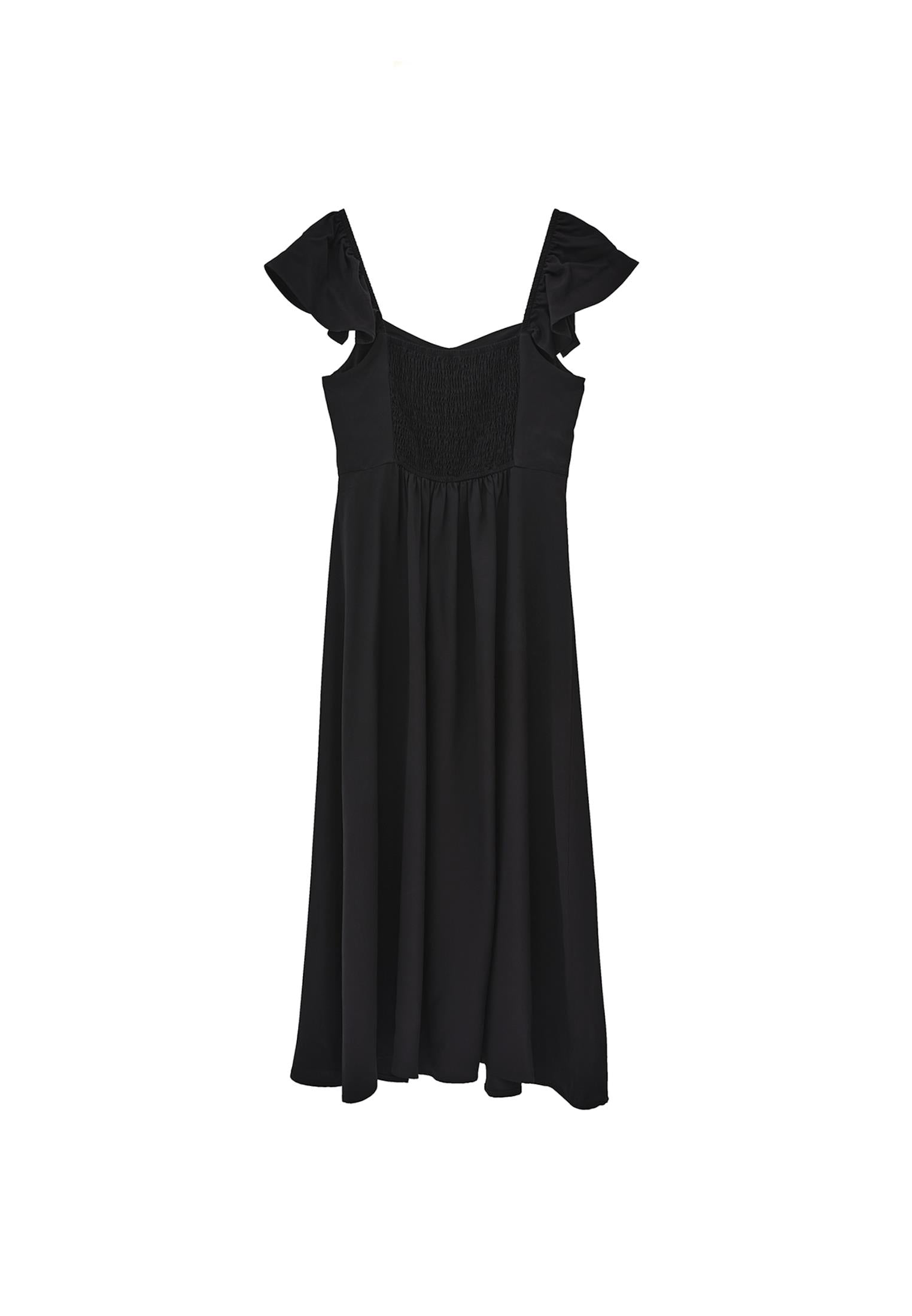 Sweetheart Neckline Midi Dress - BLACK