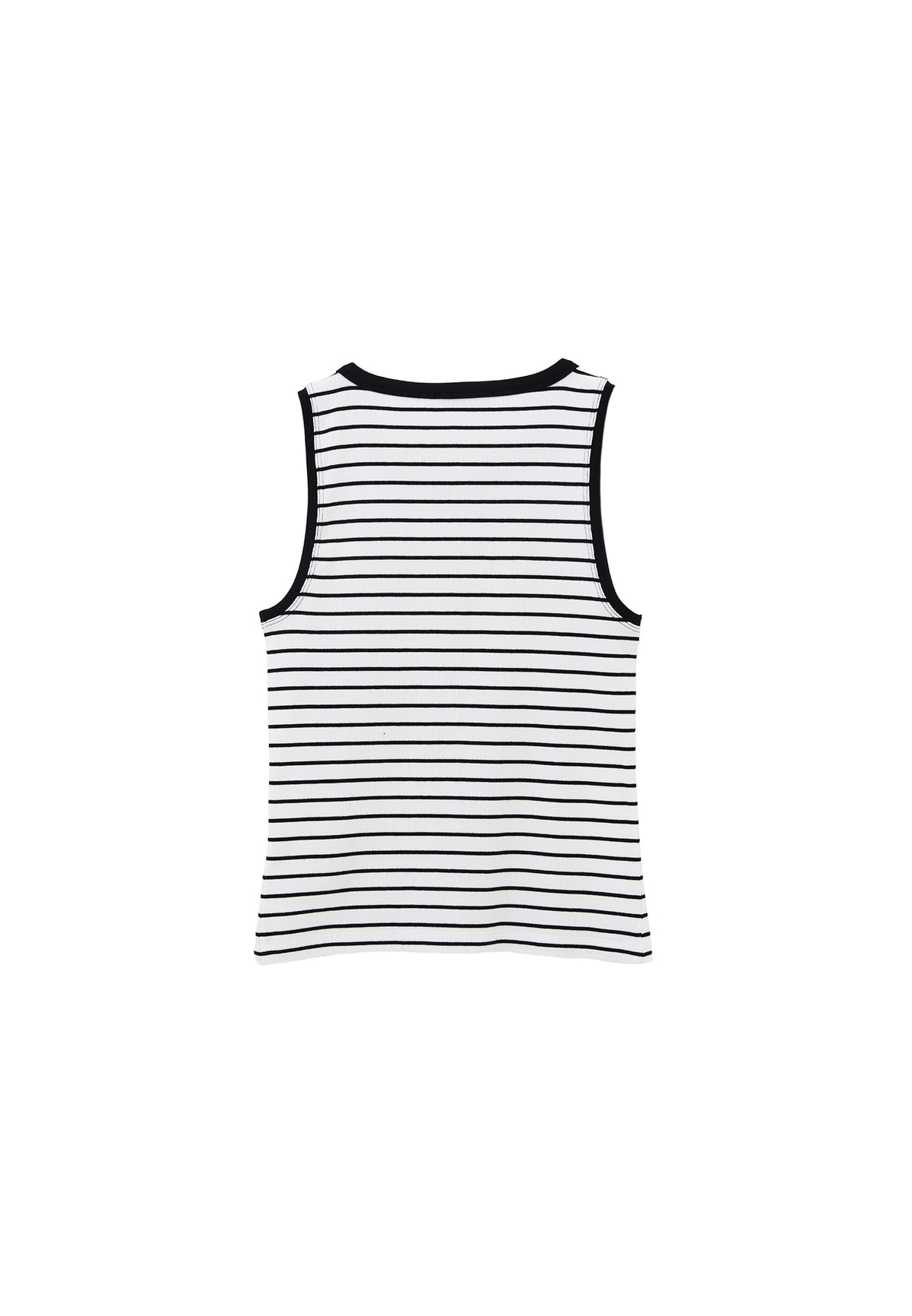 Crew Neck Striped Tank Top - Black/White