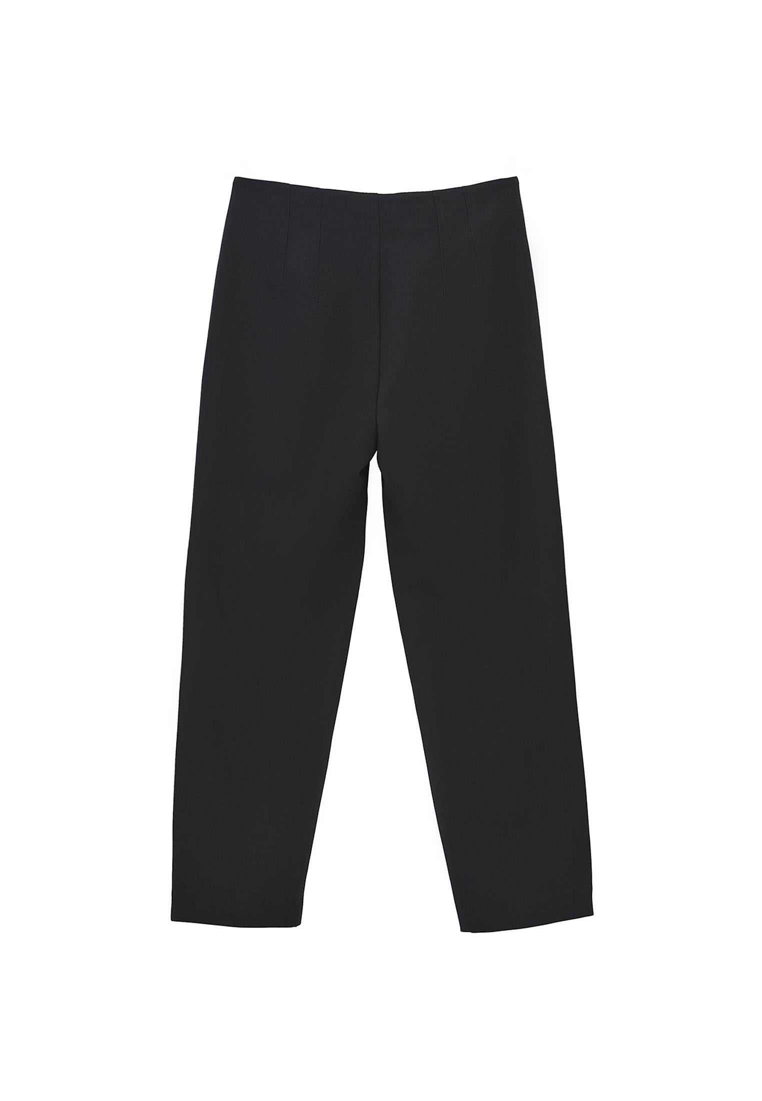 Carrot Cut High Waist Pants - BLACK
