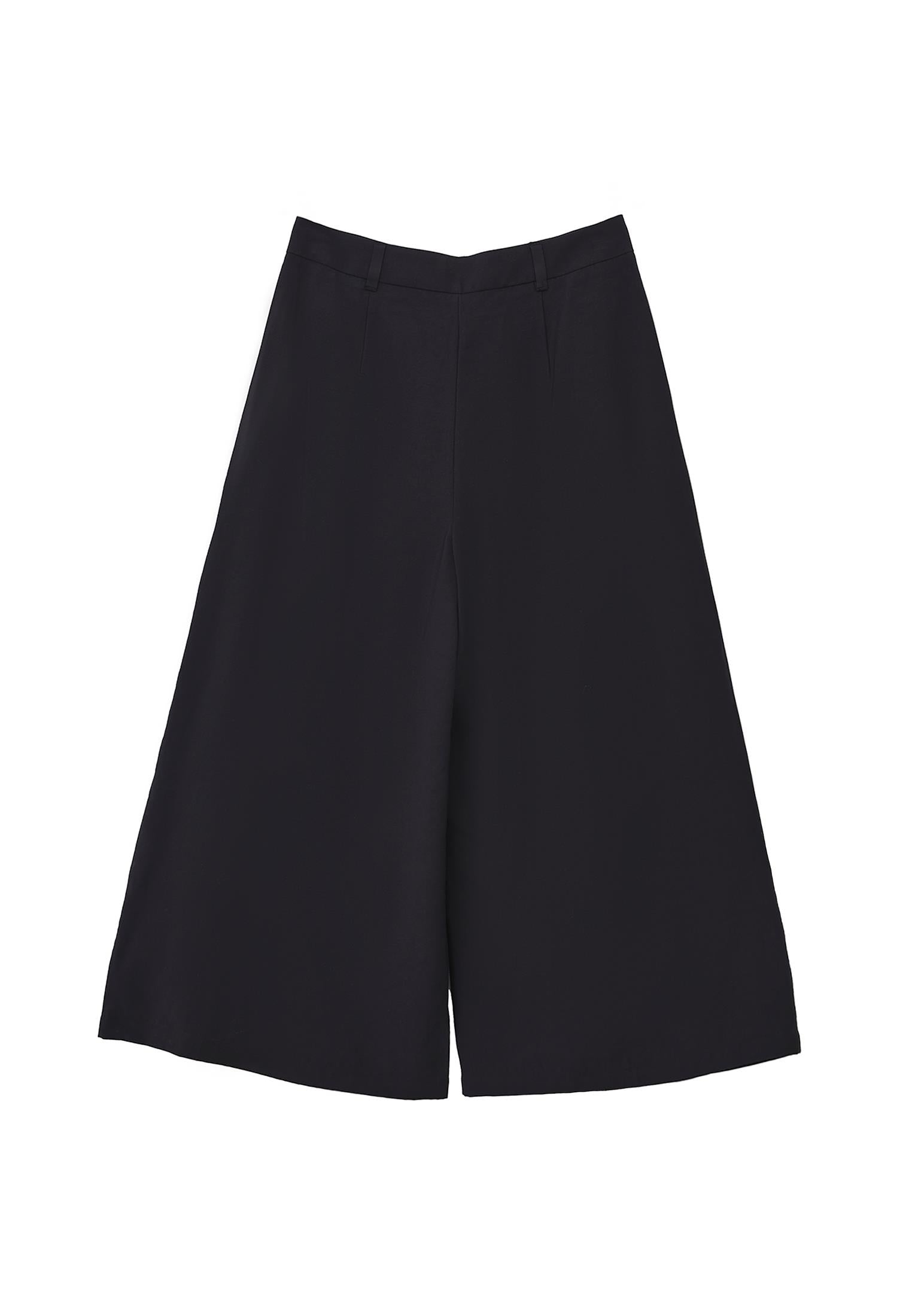 High Waist Wide Leg Pants - BLACK