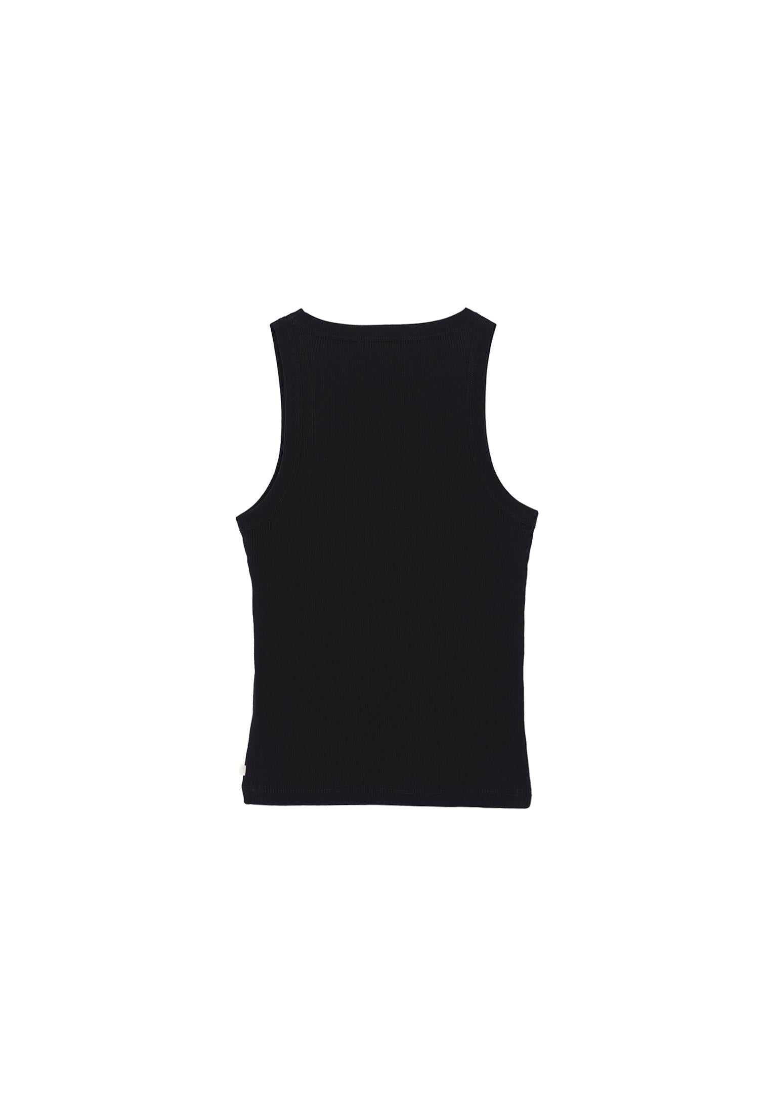 Crew Neck Tank Top - BLACK