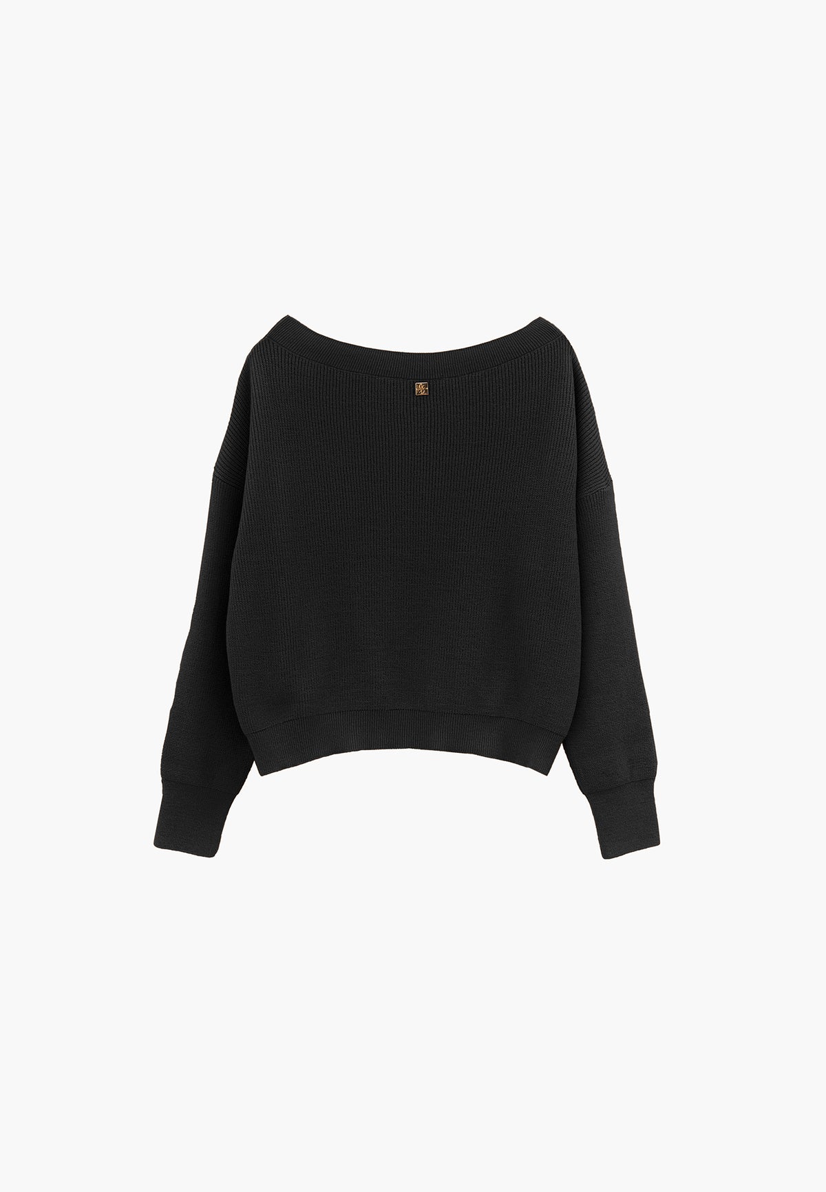 Boat Neck Loose Sweater - BLACK