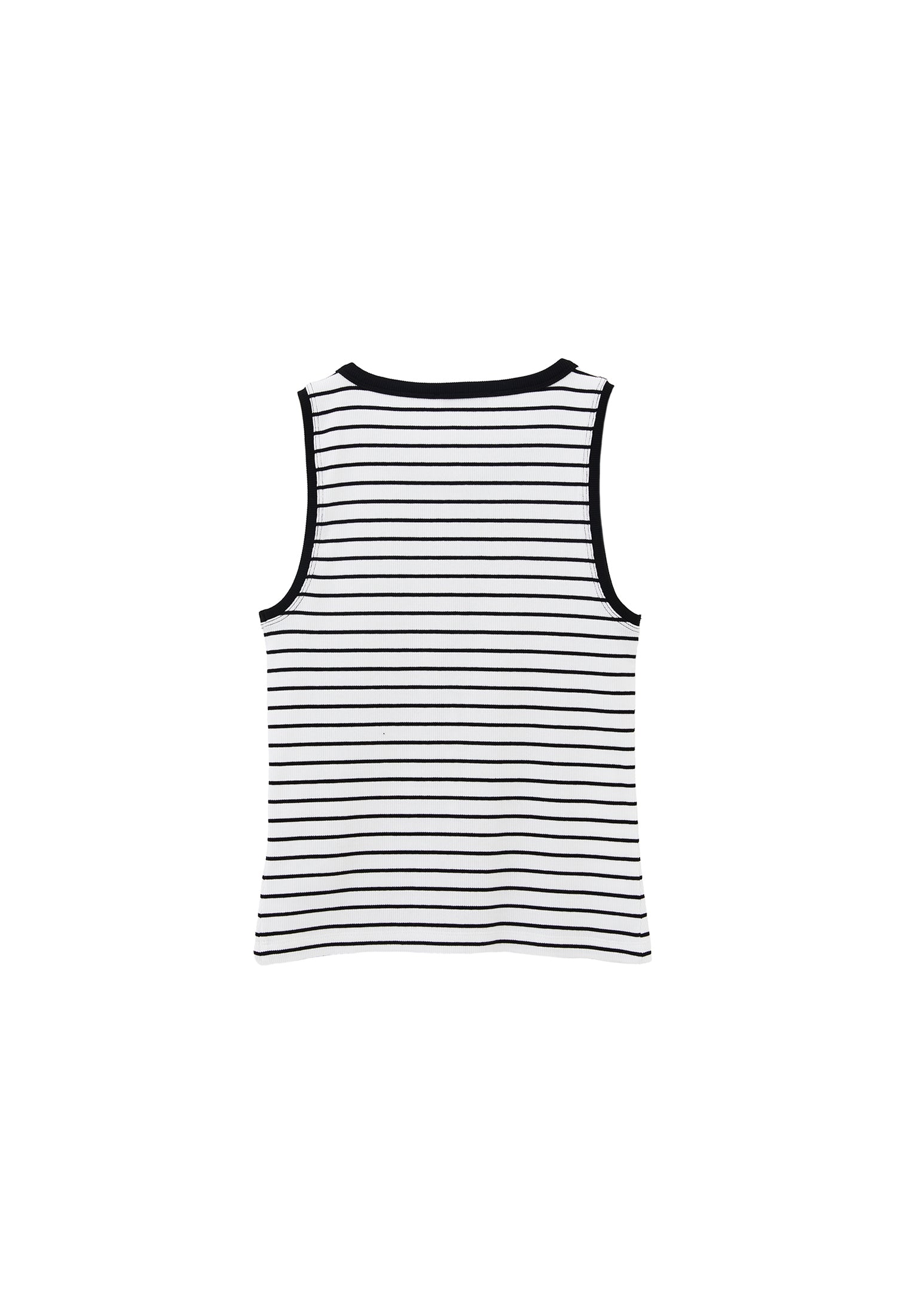 Crew Neck Striped Tank Top - WHITE/BLACK