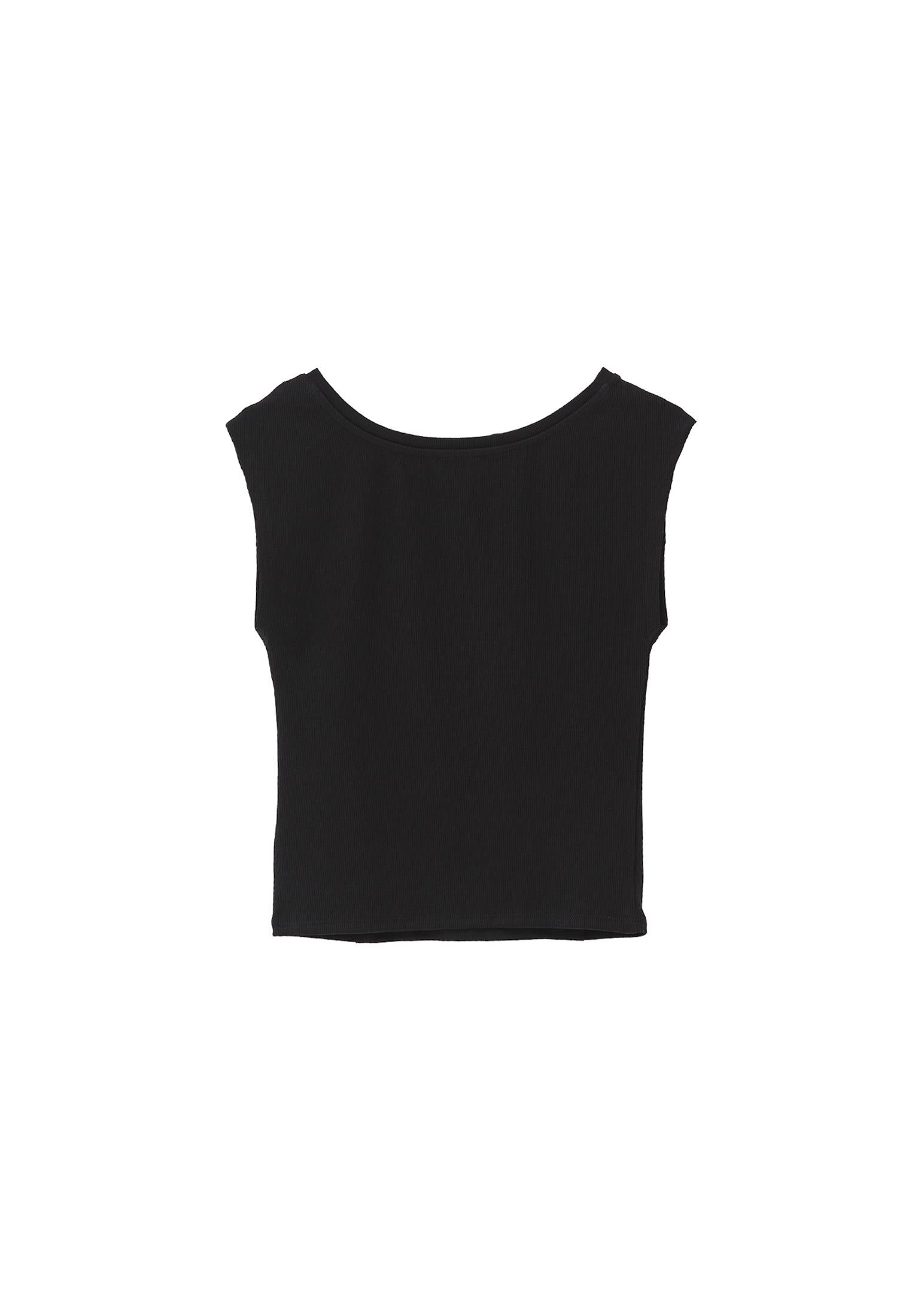 تي شيرت برقبة قارب - أسود