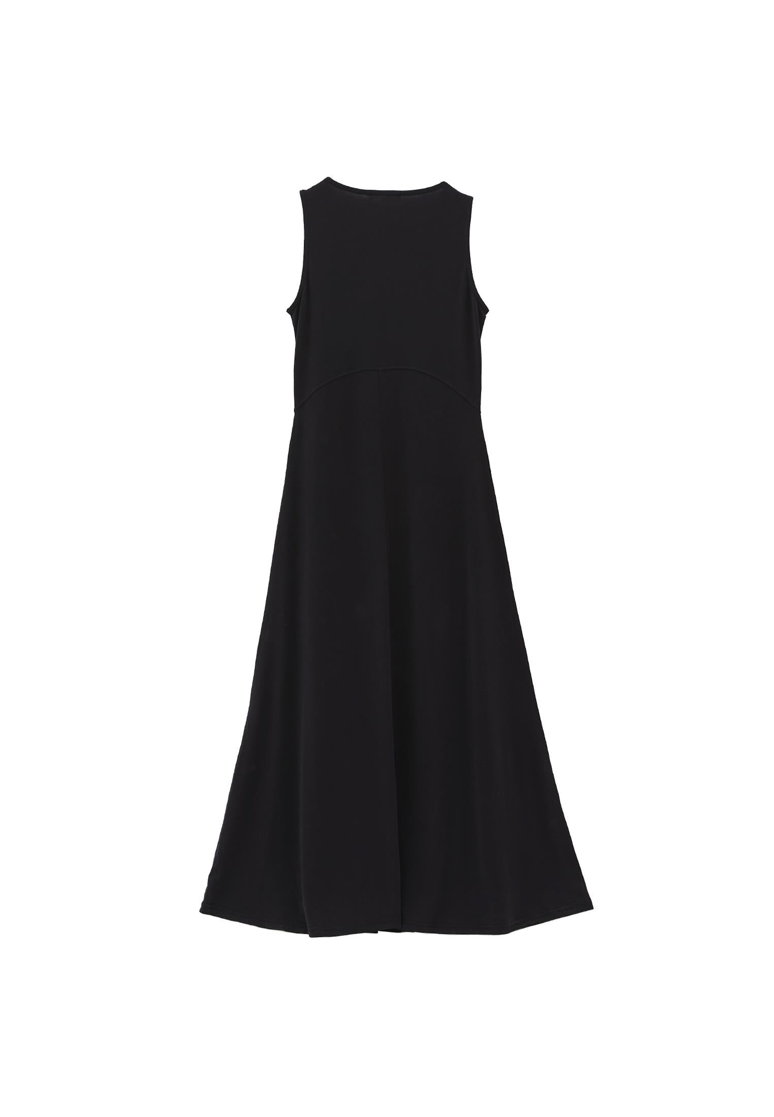 A Line Midi Dress - BLACK