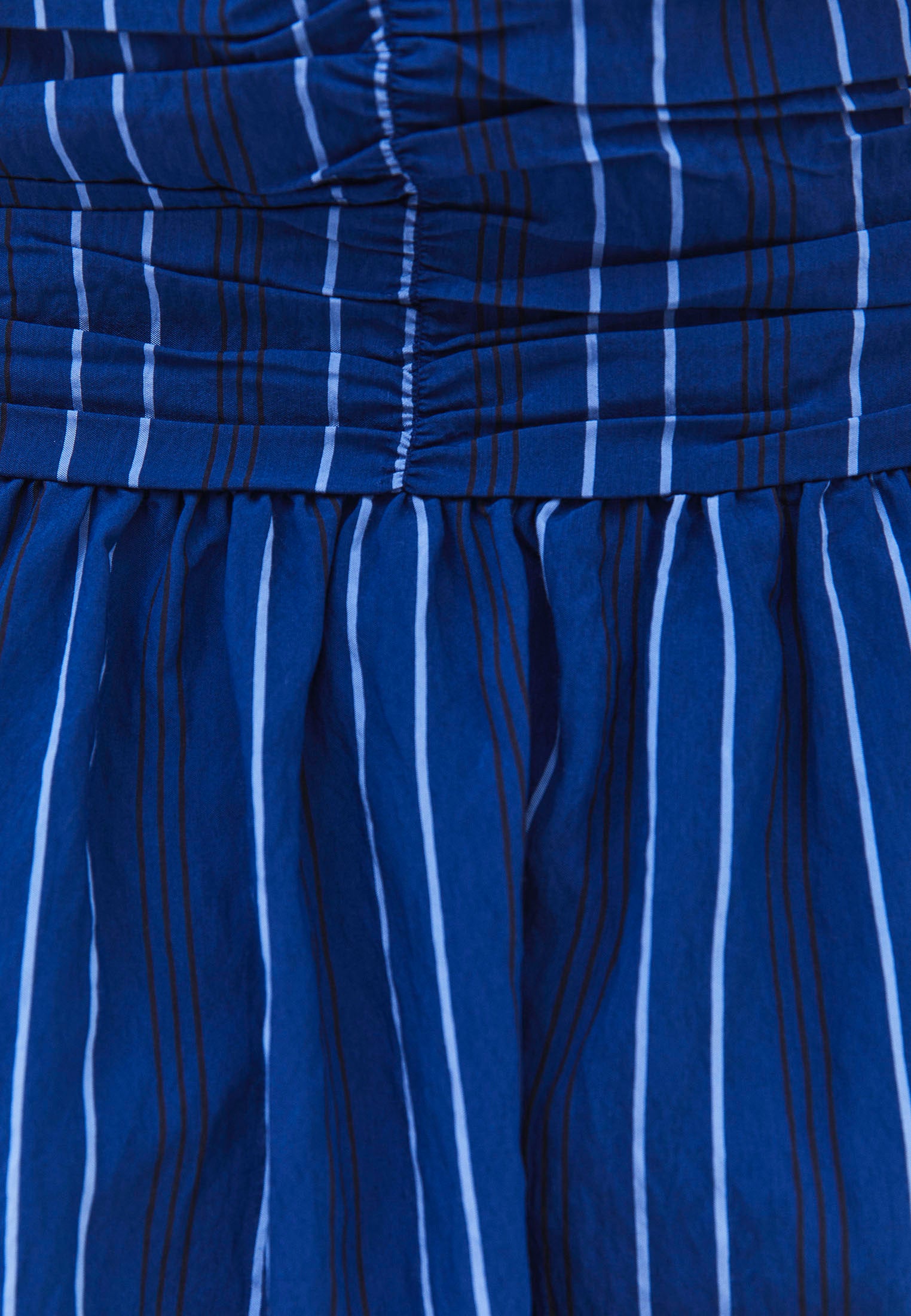 Ruched Deep V-Neck Short Dress - BLUE STRIPE COMB