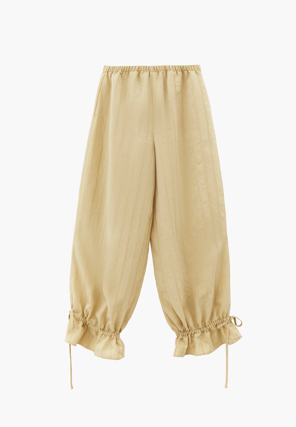 Tie-Waist High Rise Jogger Pants - Beige