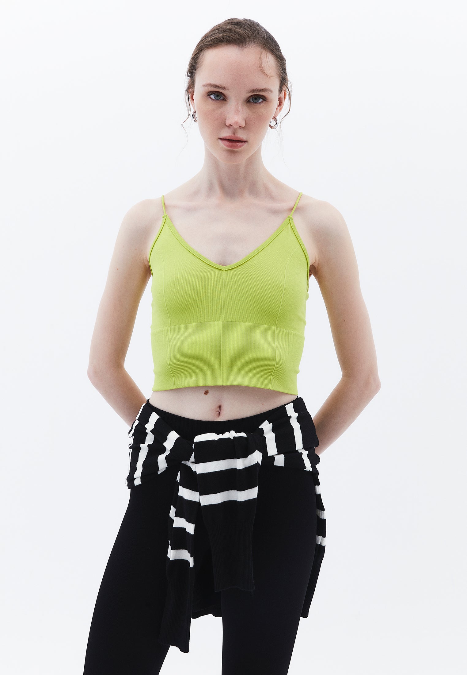 V Neck Tank Top - BRIGHT CHARTREUSE