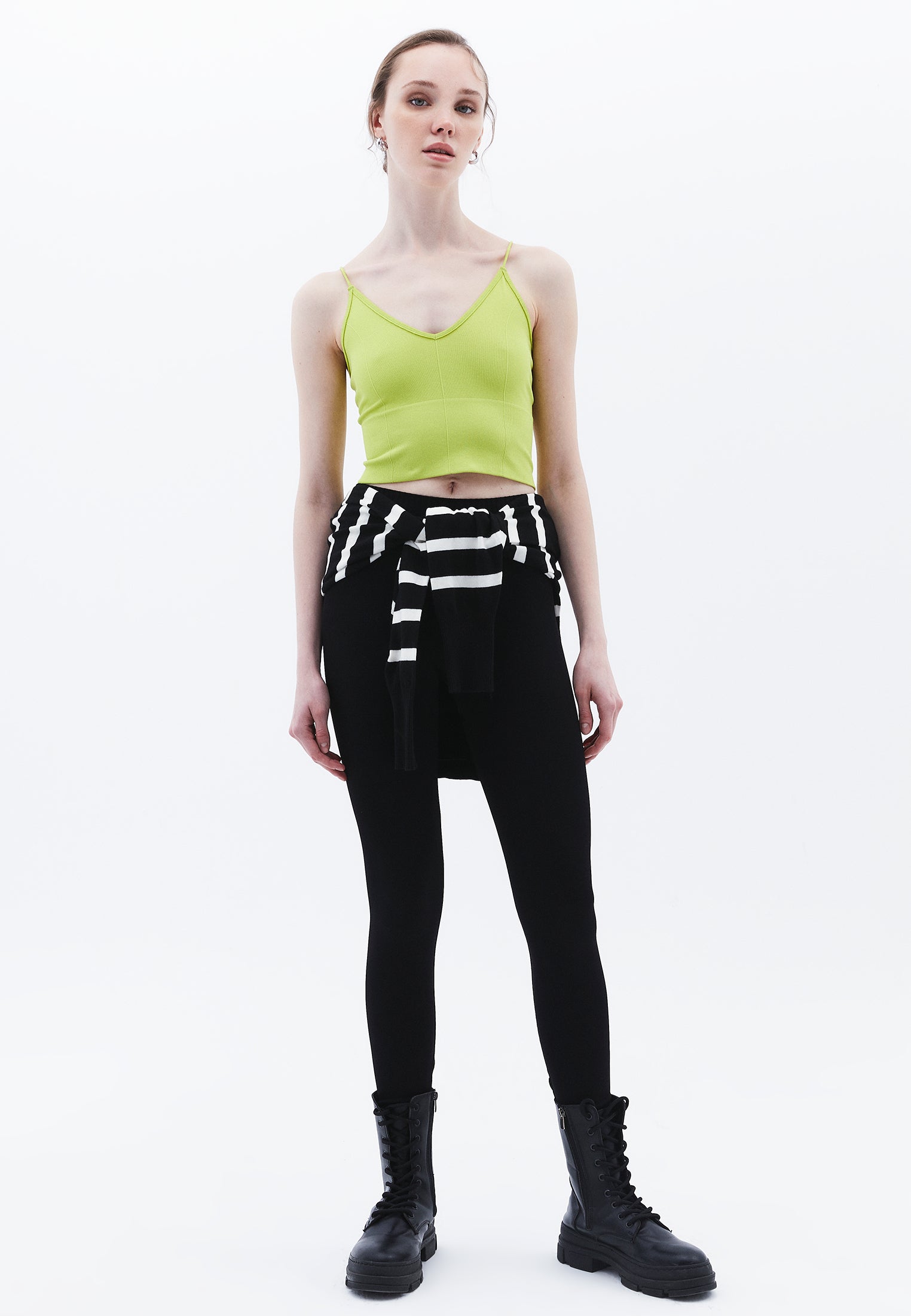 V Neck Tank Top - BRIGHT CHARTREUSE