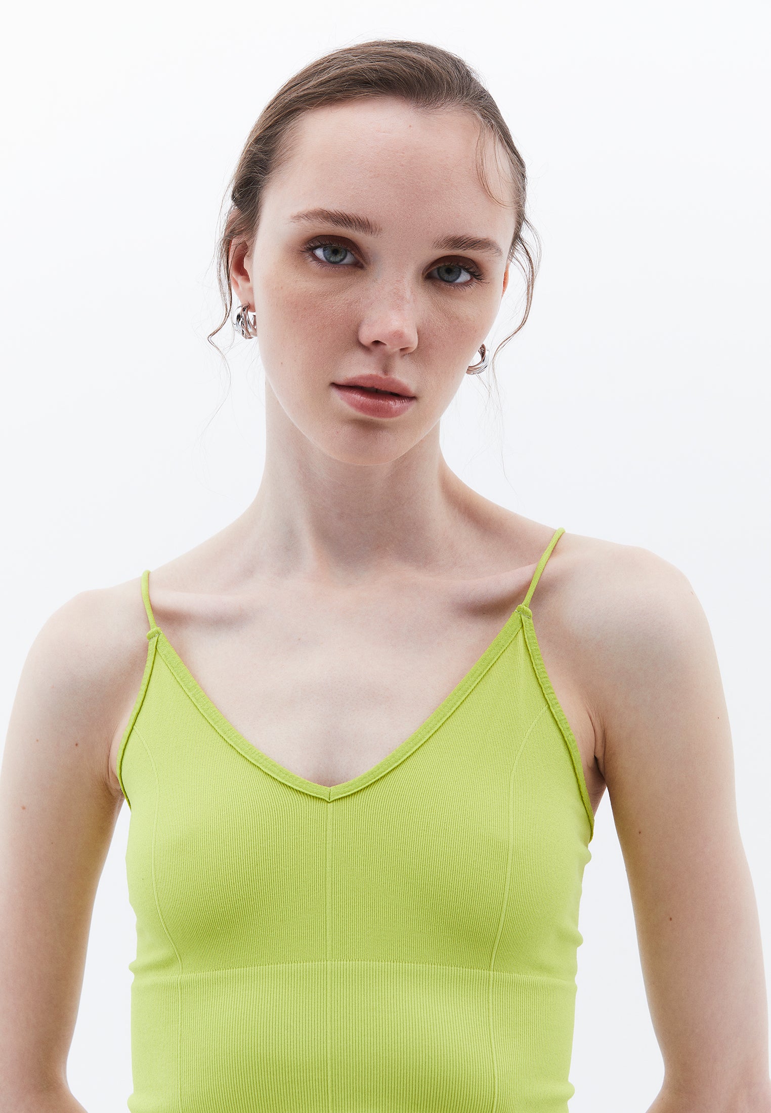 V Neck Tank Top - BRIGHT CHARTREUSE