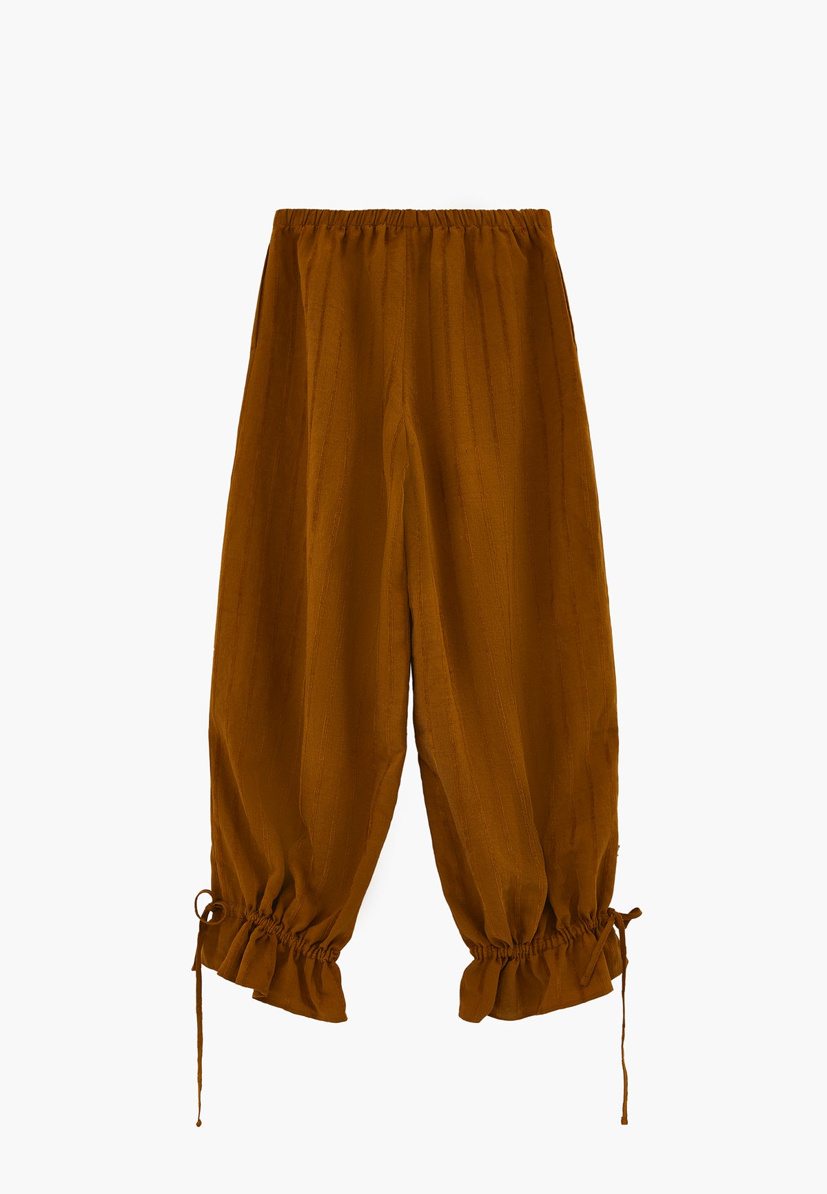 Tie-Waist High Rise Jogger Pants - Brown