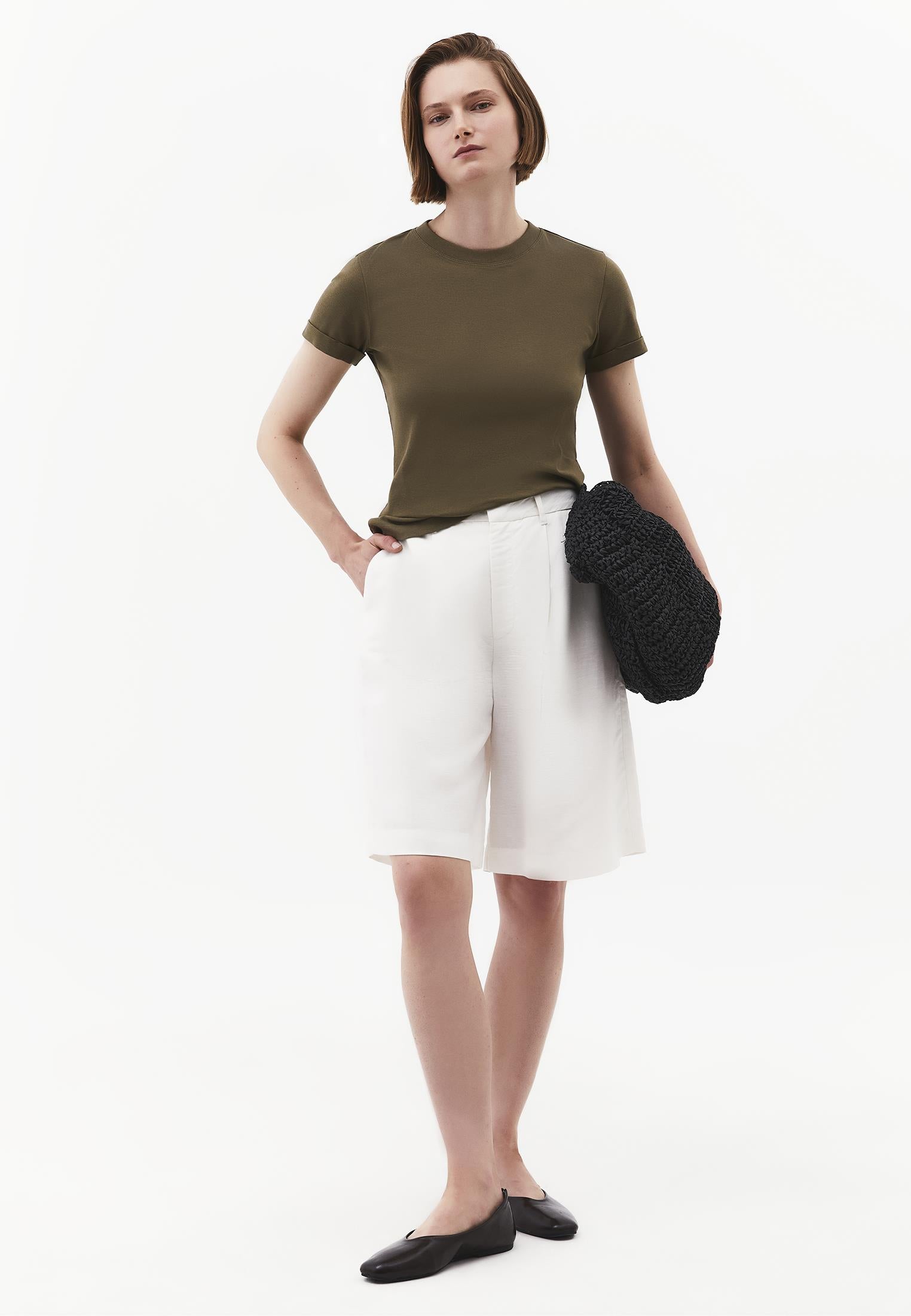 Women's Crew Neck Short Sleeve T-Shirt - BURNT OLIVE
