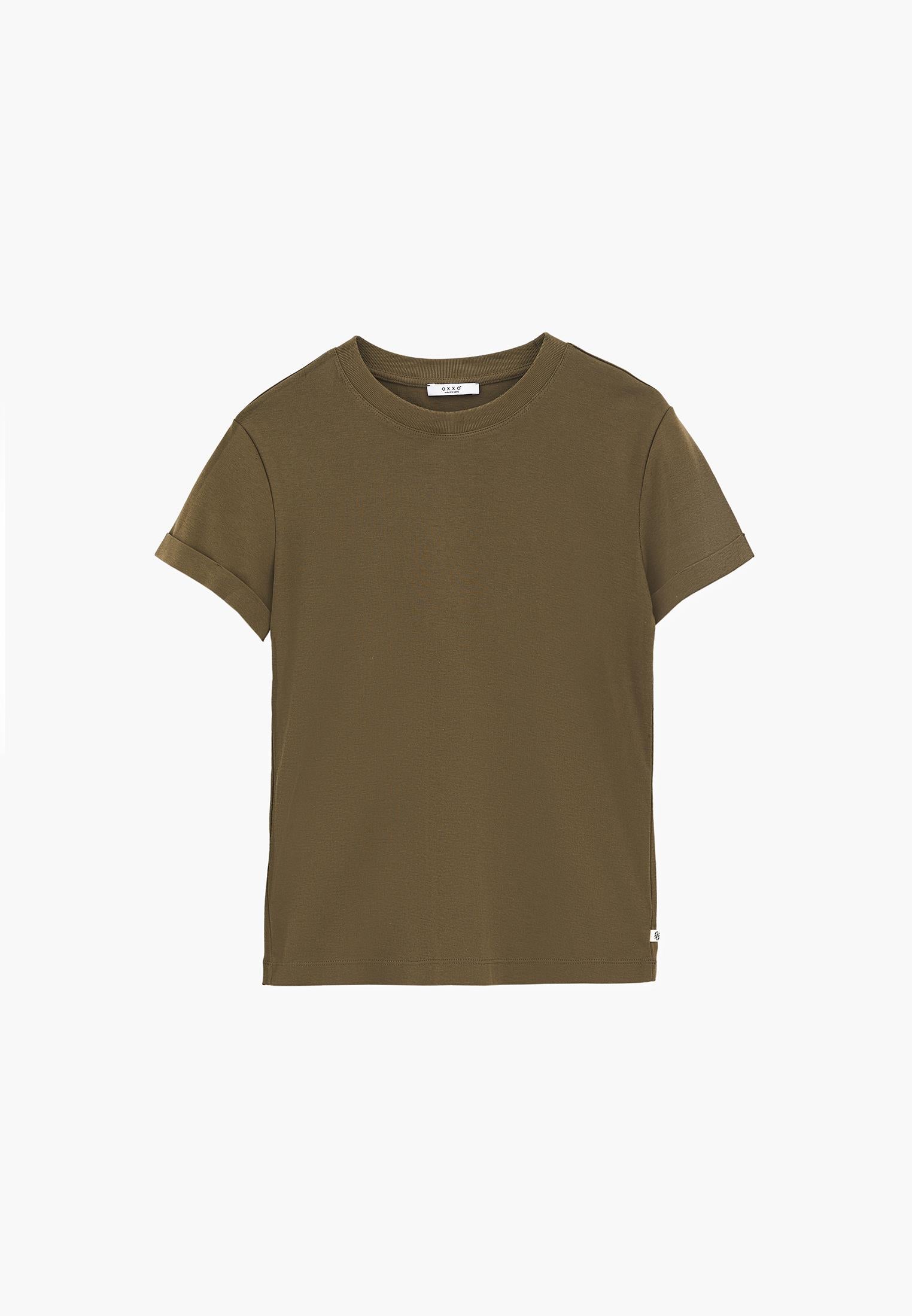 Women's Crew Neck Short Sleeve T-Shirt - BURNT OLIVE