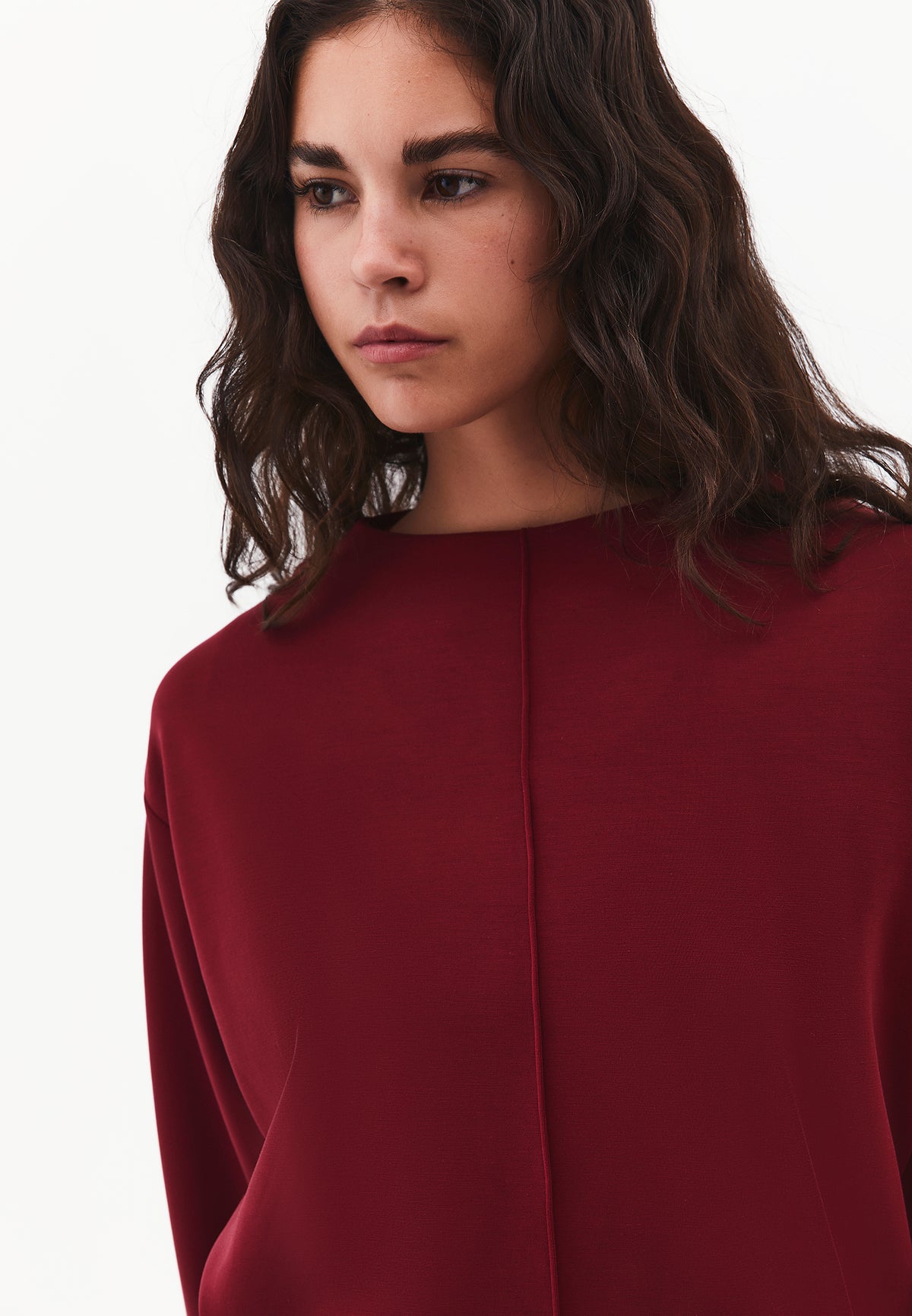 High Neck Long Sleeve Sweatshirt - CABERNET