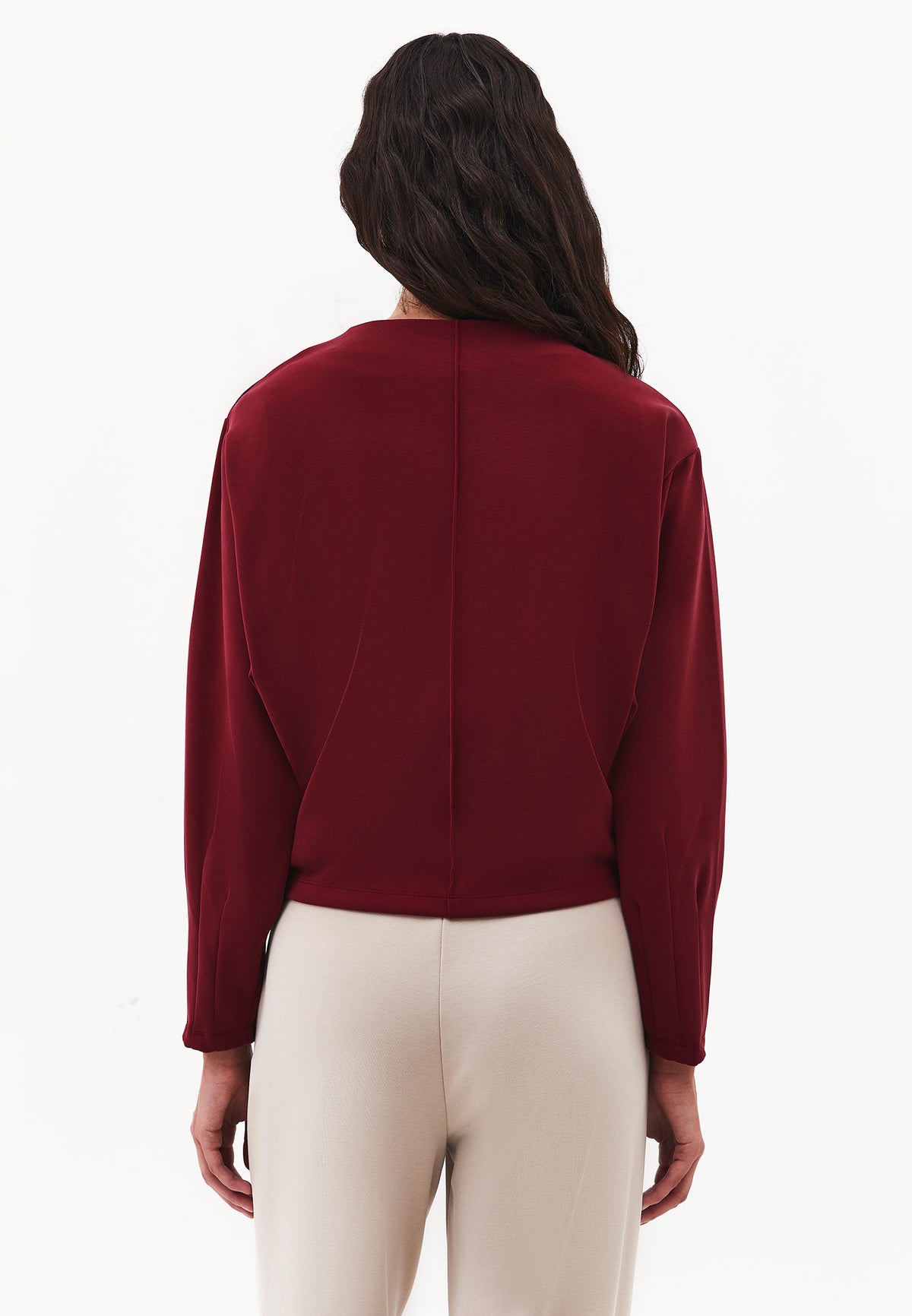 High Neck Long Sleeve Sweatshirt - CABERNET