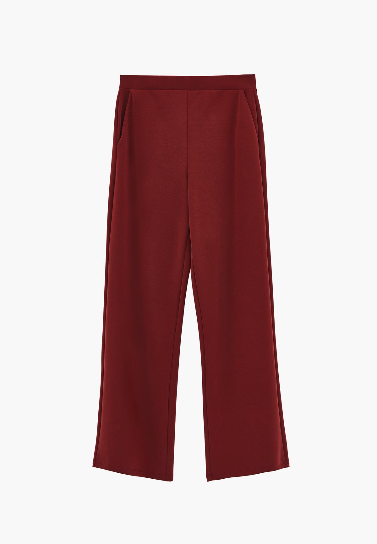 Women High Waist Straight Leg Pocket Detail Pants - CABERNET