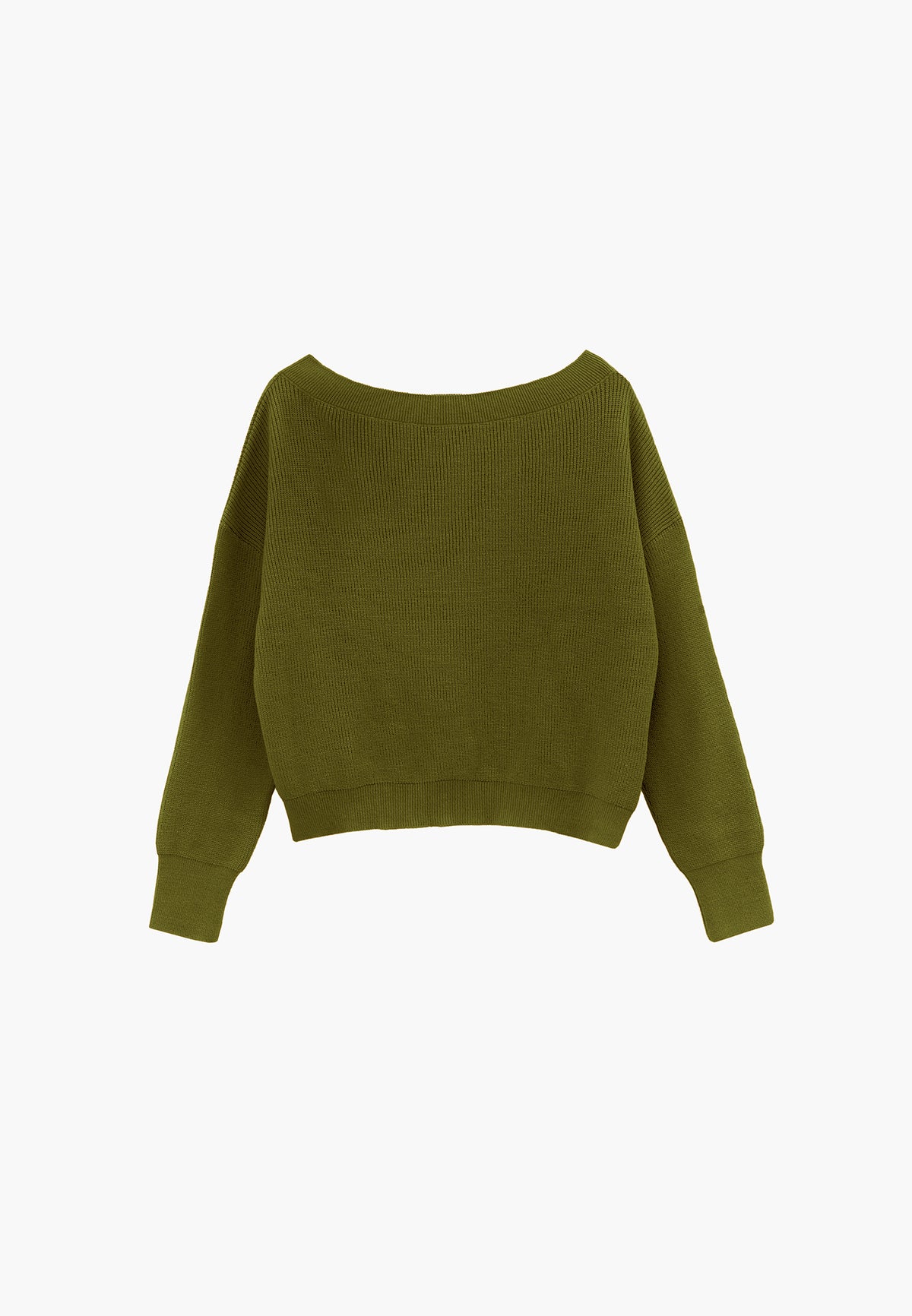 Boat Neck Loose Sweater - CALLA GREEN