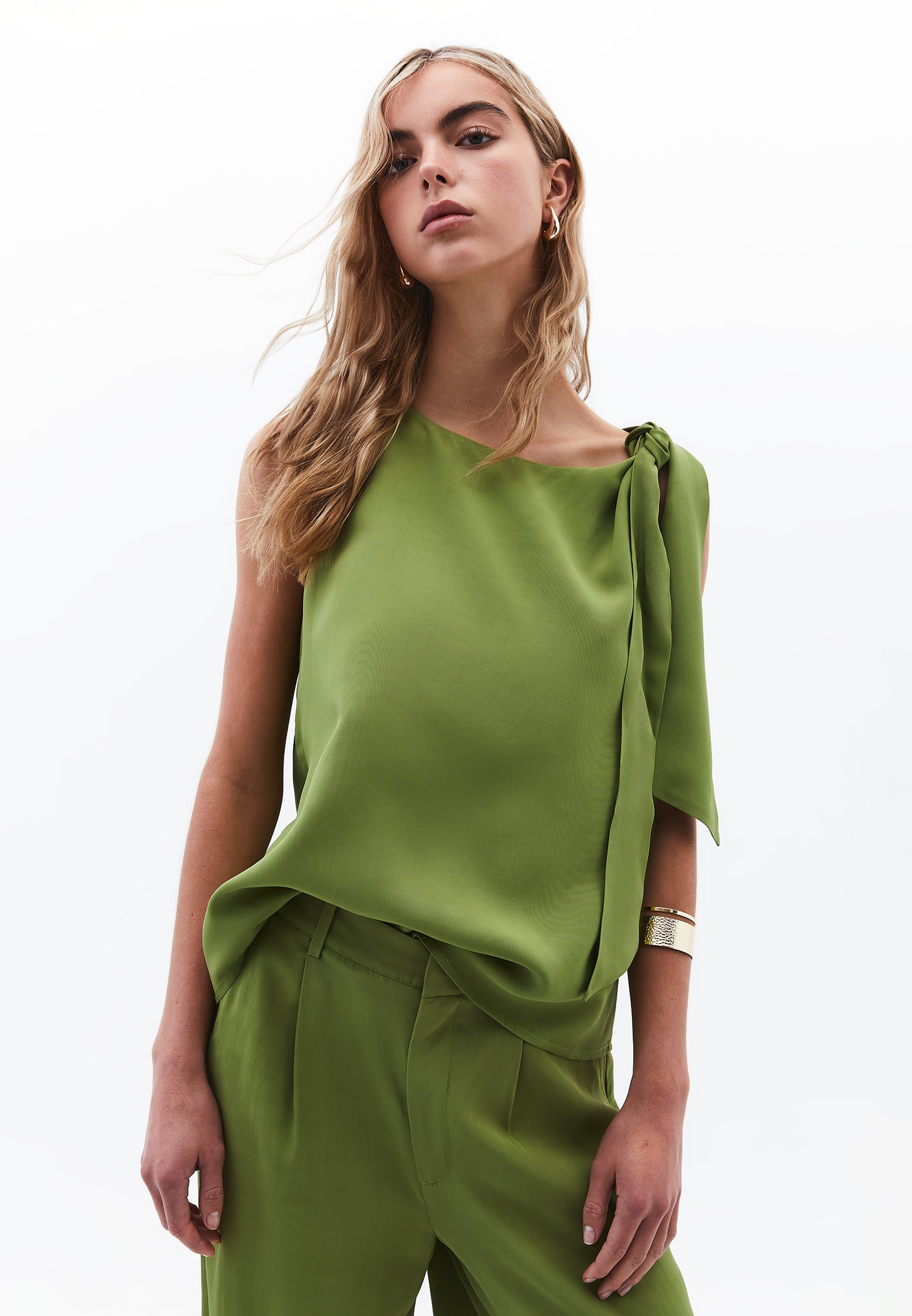 Sleeveless Boat Neck Blouse - CALLISTE GREEN