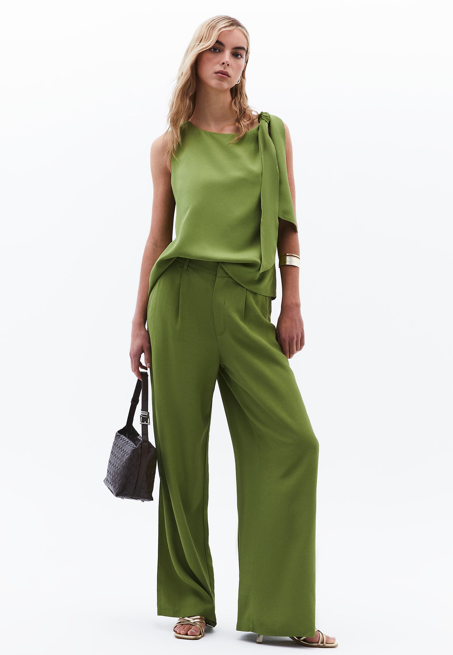 Sleeveless Boat Neck Blouse - CALLISTE GREEN