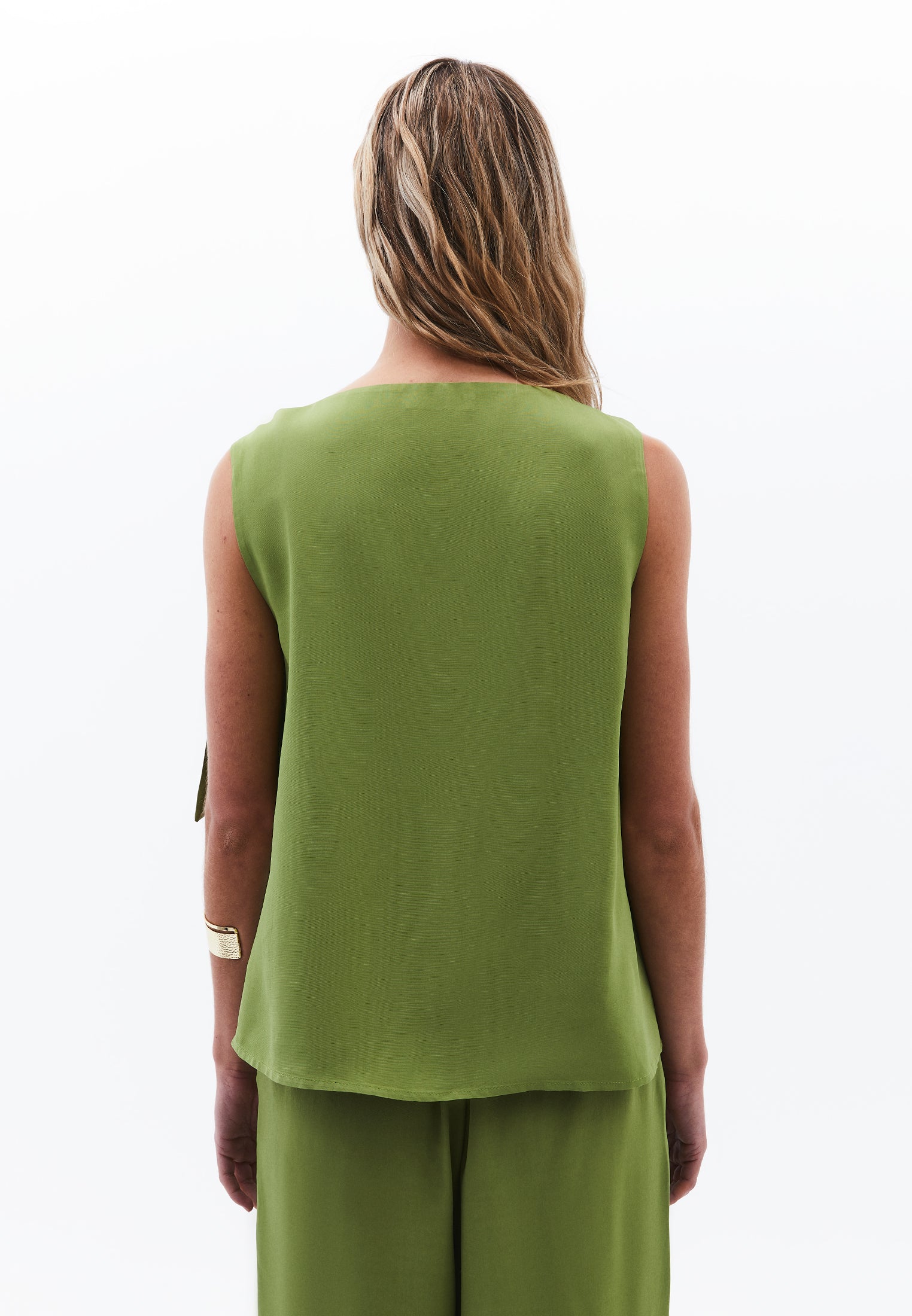 Sleeveless Boat Neck Blouse - CALLISTE GREEN