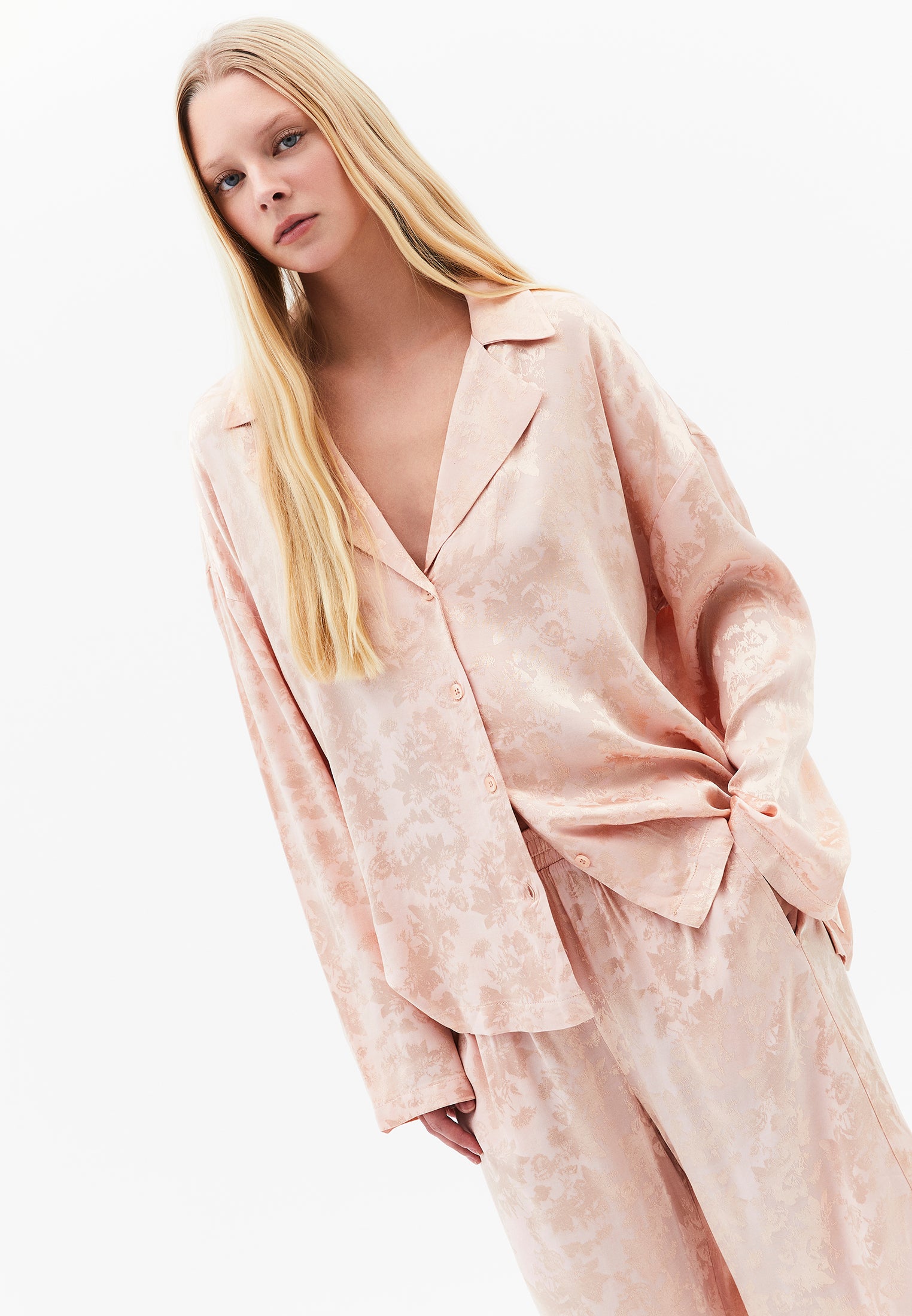 Long Sleeve Oversize Shirt With Button Details - CAMEO ROSE