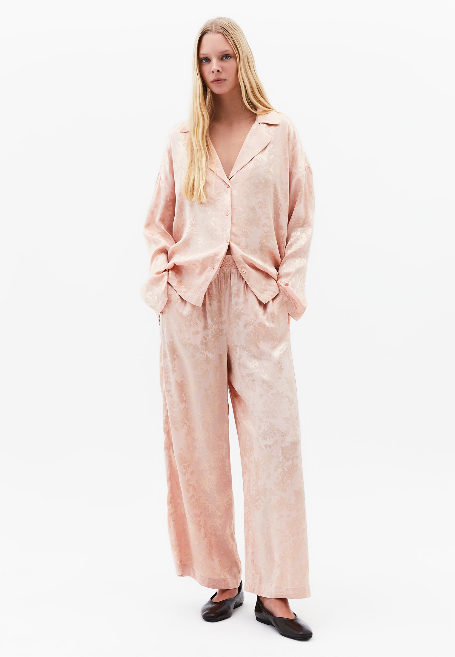 Long Sleeve Oversize Shirt With Button Details - CAMEO ROSE