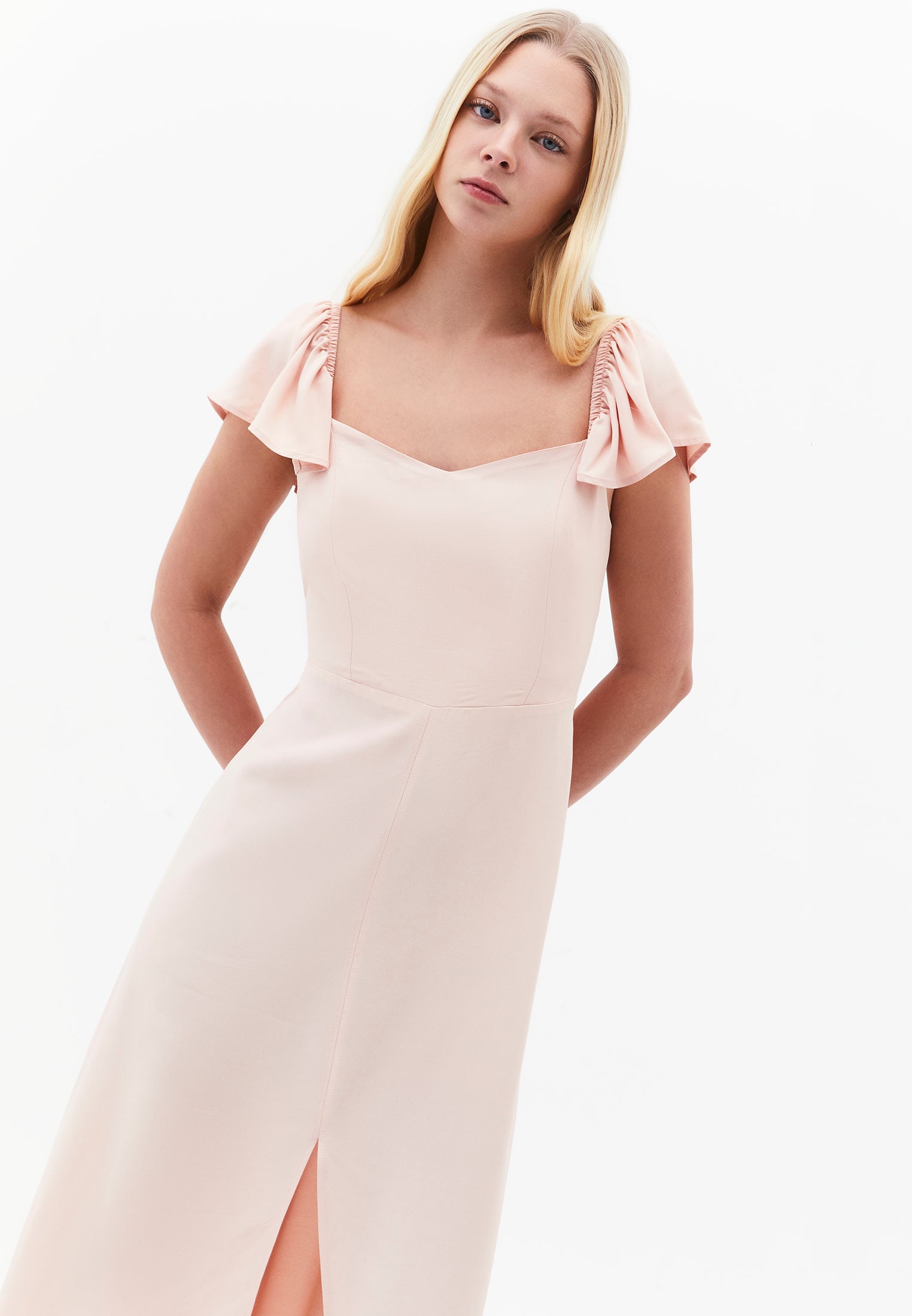 Sweetheart Neckline Midi Dress - CAMEO ROSE