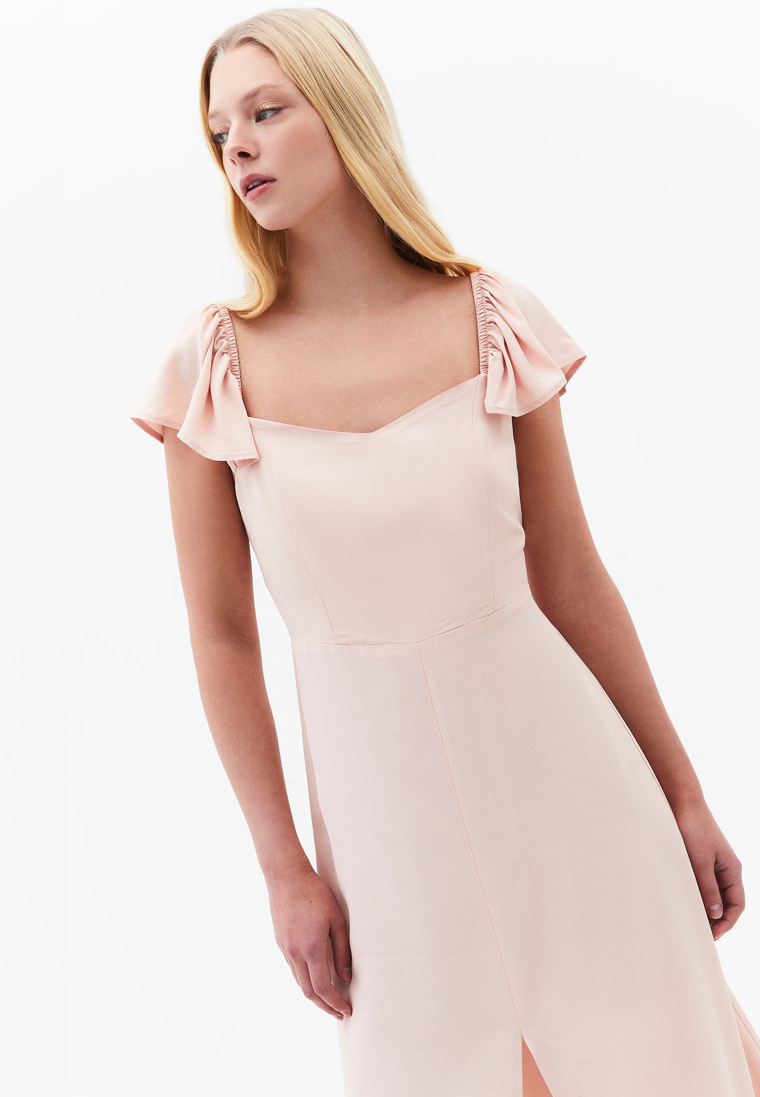 Sweetheart Neckline Midi Dress - CAMEO ROSE
